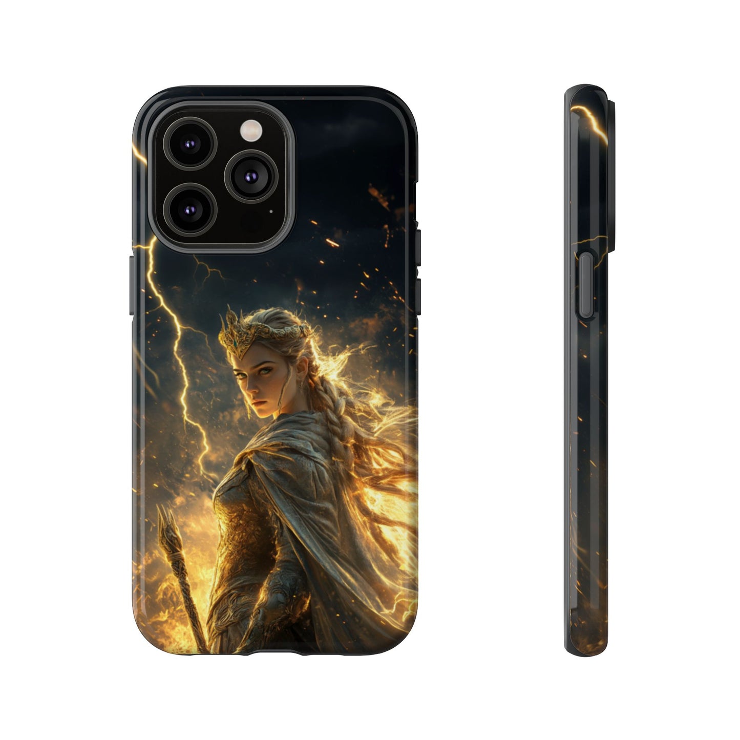 Elf Queen Golden Lightning Storm Crown - Tough iPhone Case