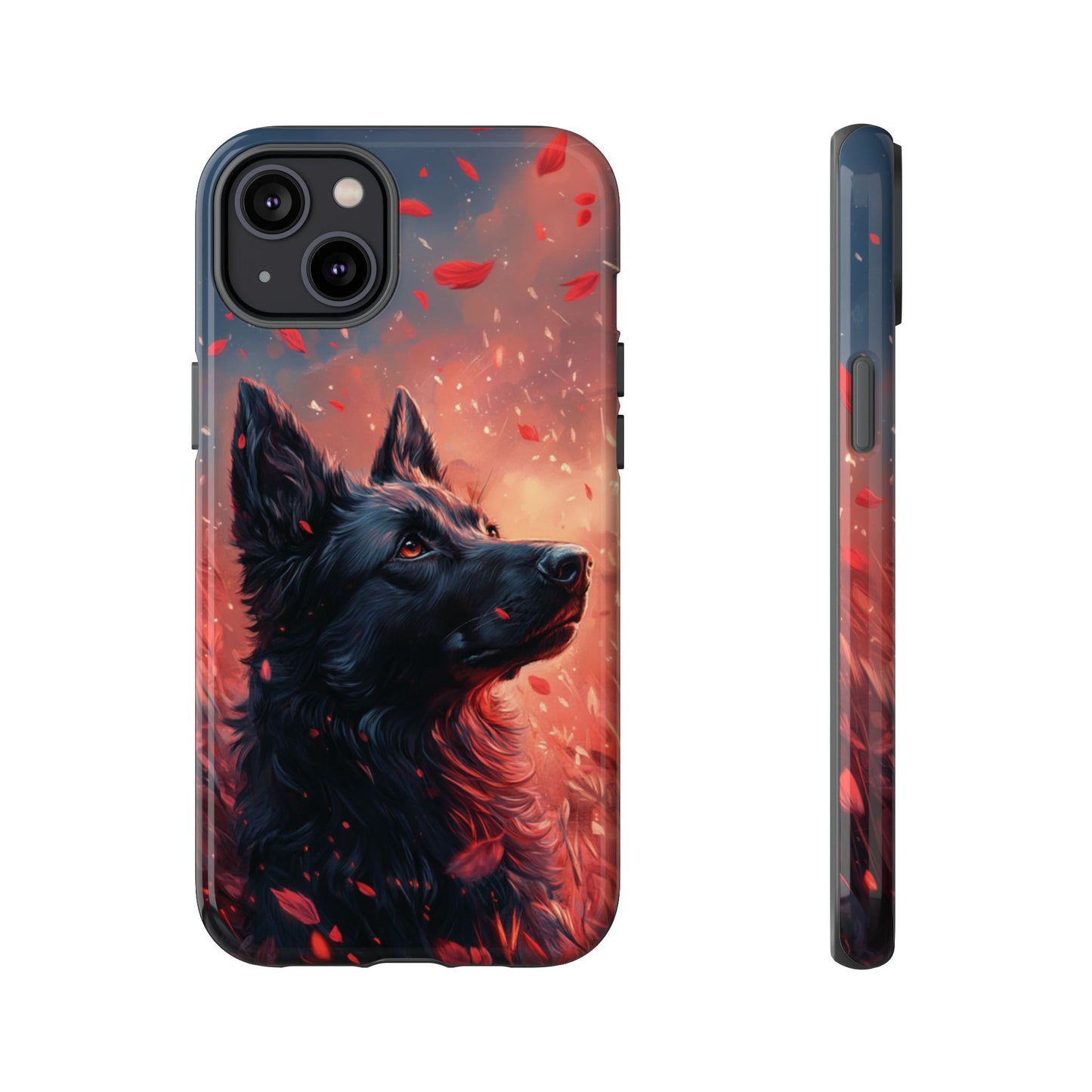 Graceful Canine in Falling Petals Phone Case – iPhone, Google Pixel, Samsung Galaxy