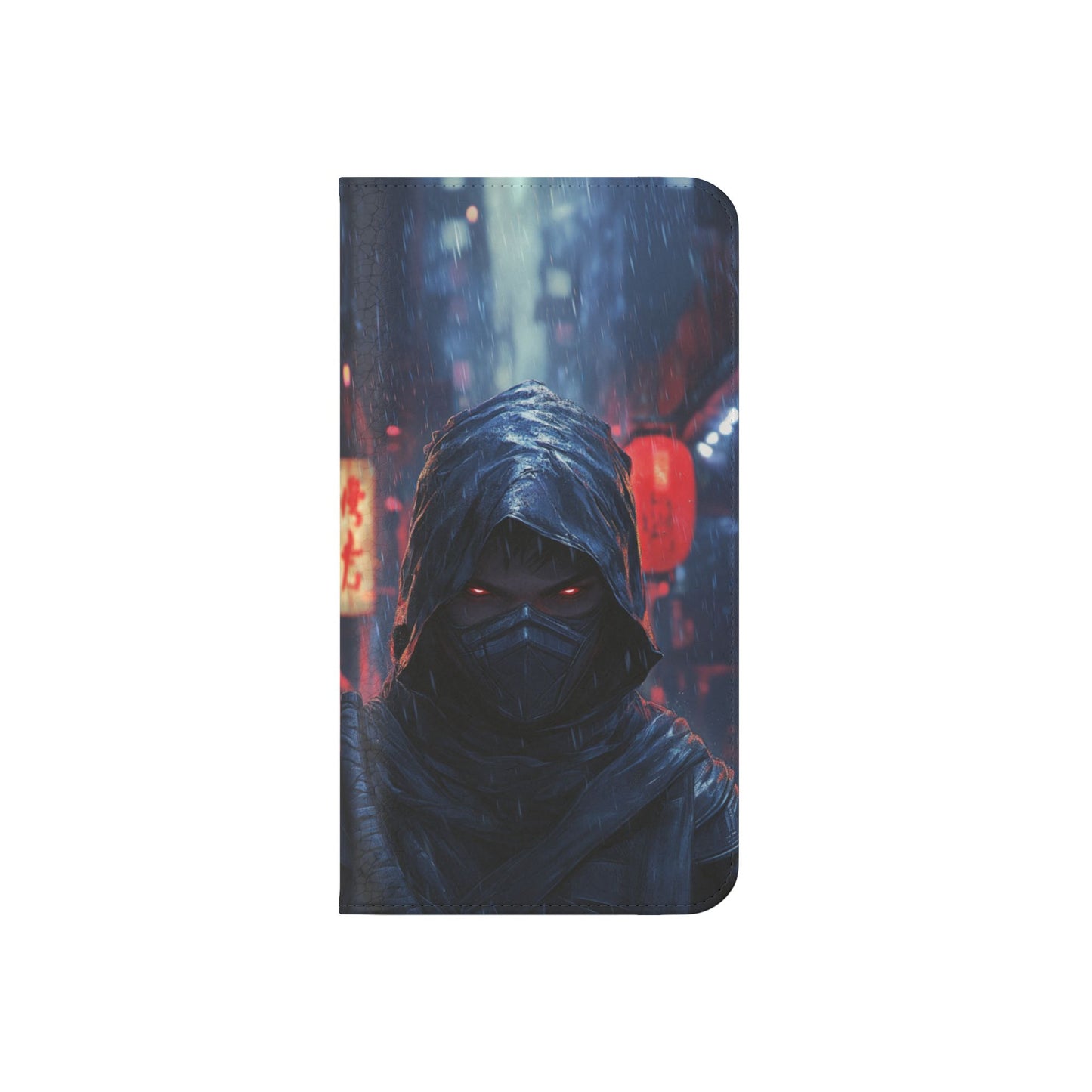 Cyberpunk Ninja Red Eyes Rain - Wallet Flip Case