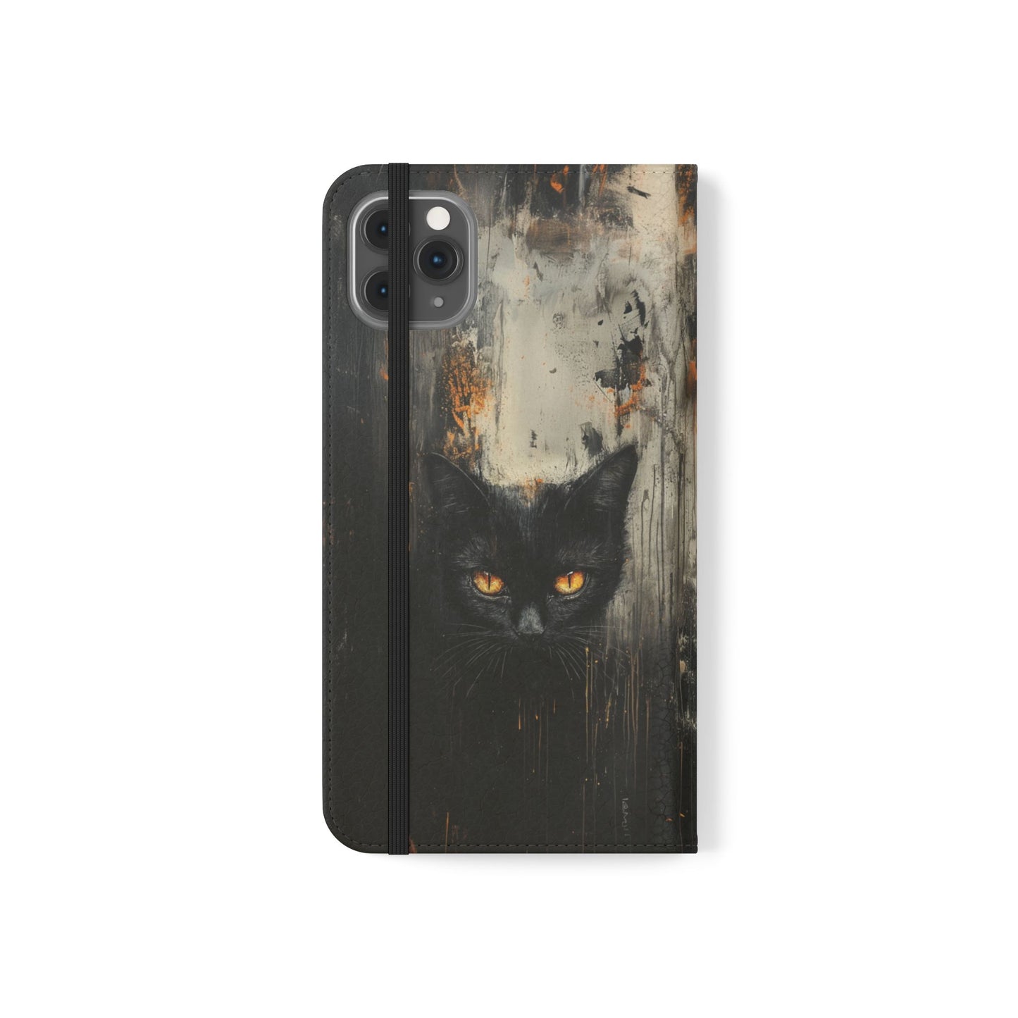 Black Cat Shadow Gaze - Wallet Flip Case