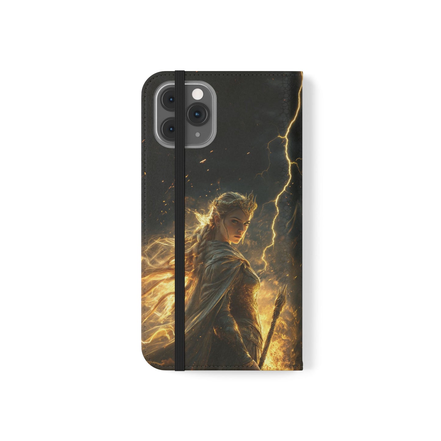 Elf Queen Golden Lightning Storm Crown - Wallet Flip Case