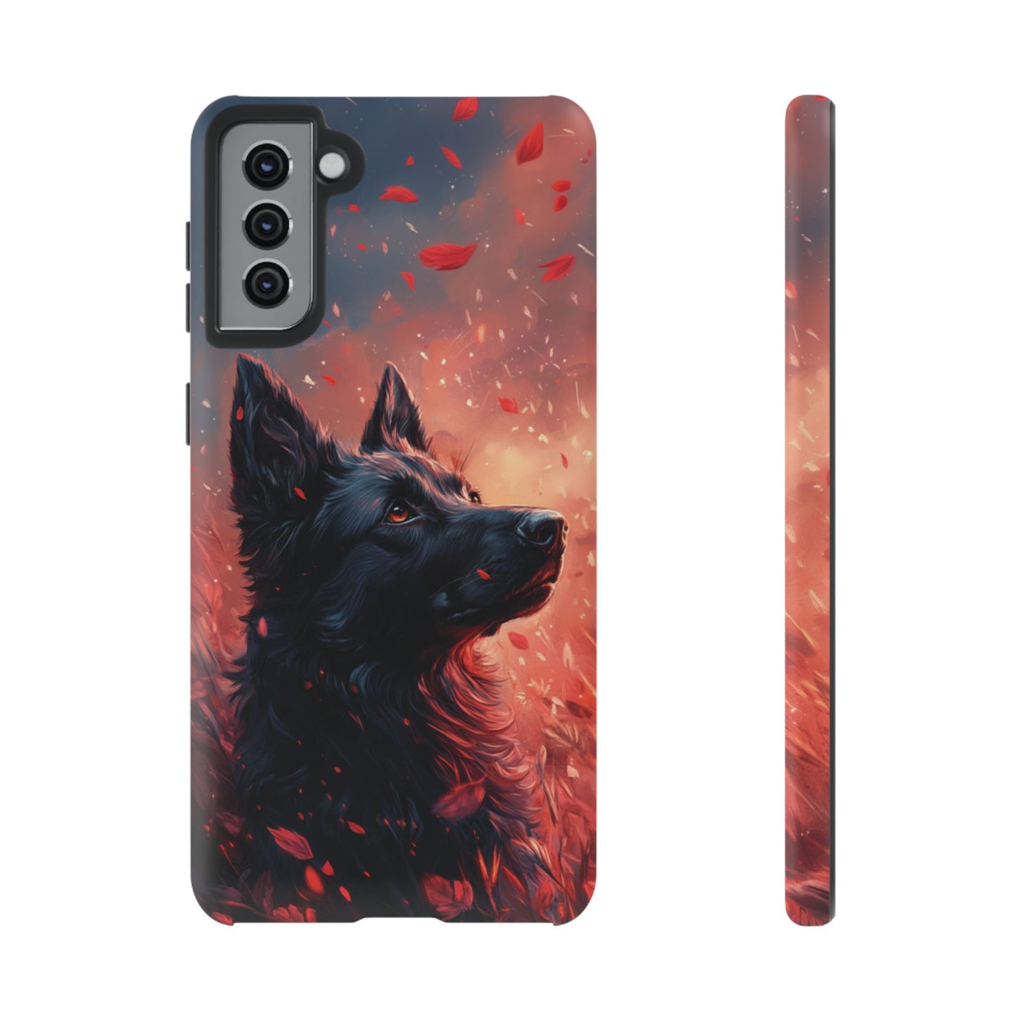 Graceful Canine in Falling Petals Phone Case – iPhone, Google Pixel, Samsung Galaxy