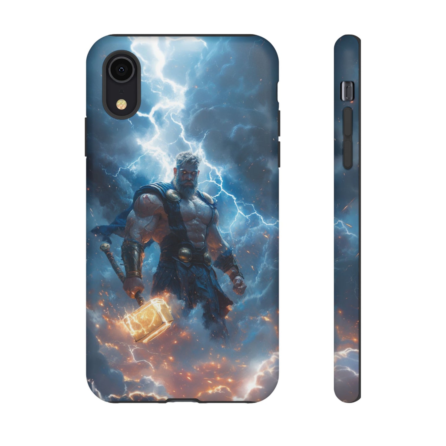 Thunderous Might: Thor Wielding Mjölnir Phone Case - iPhone, Google Pixel, Samsung