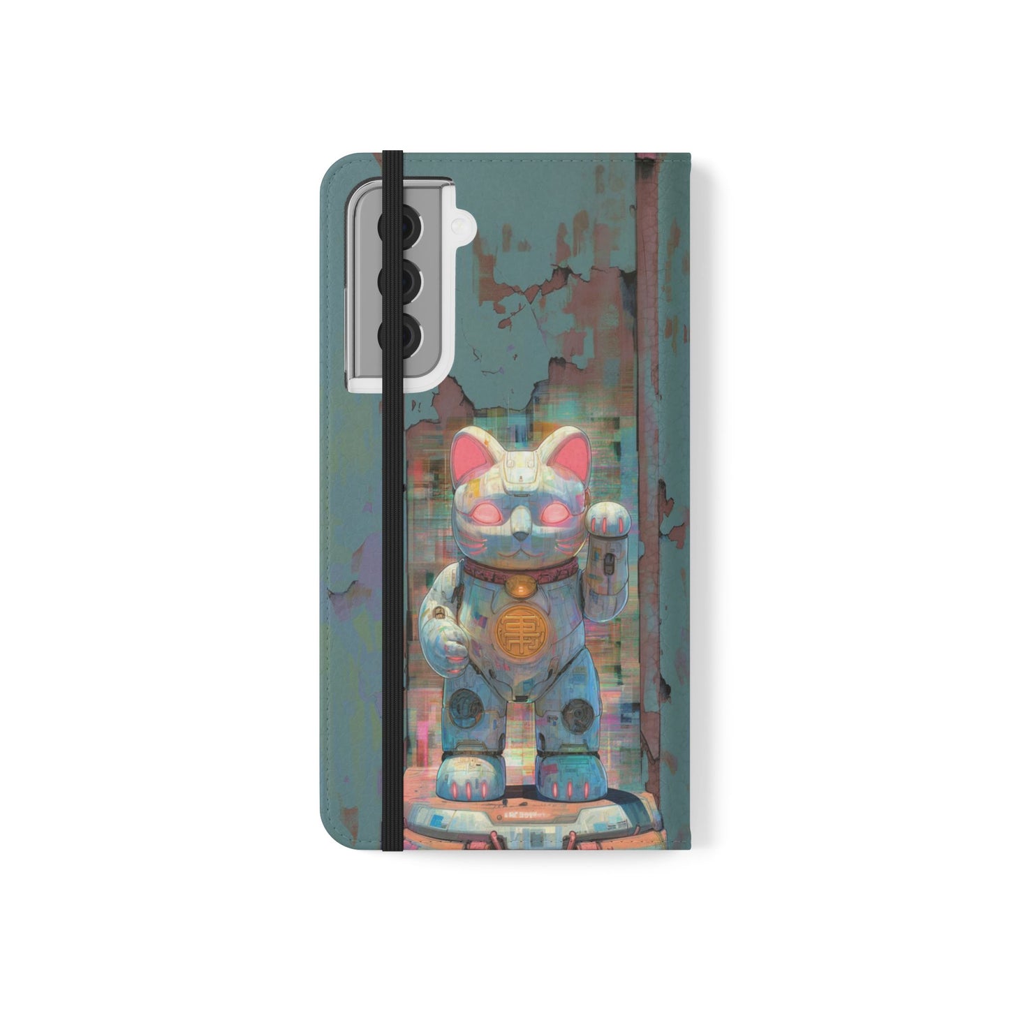 Cyber Lucky Cat - Wallet Flip Case