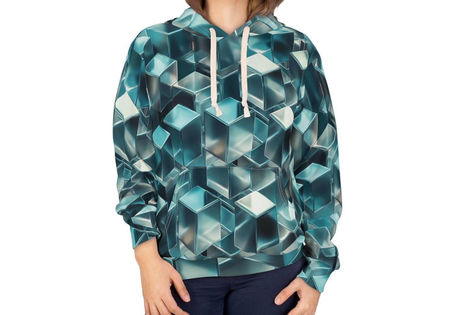 3D Cube Illusion All-Over Print Hoodie