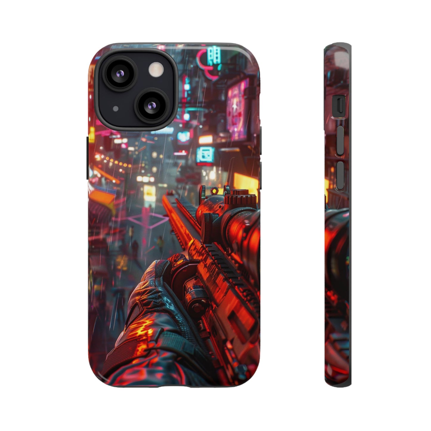 Neon Rain Sniper – Tough iPhone Case