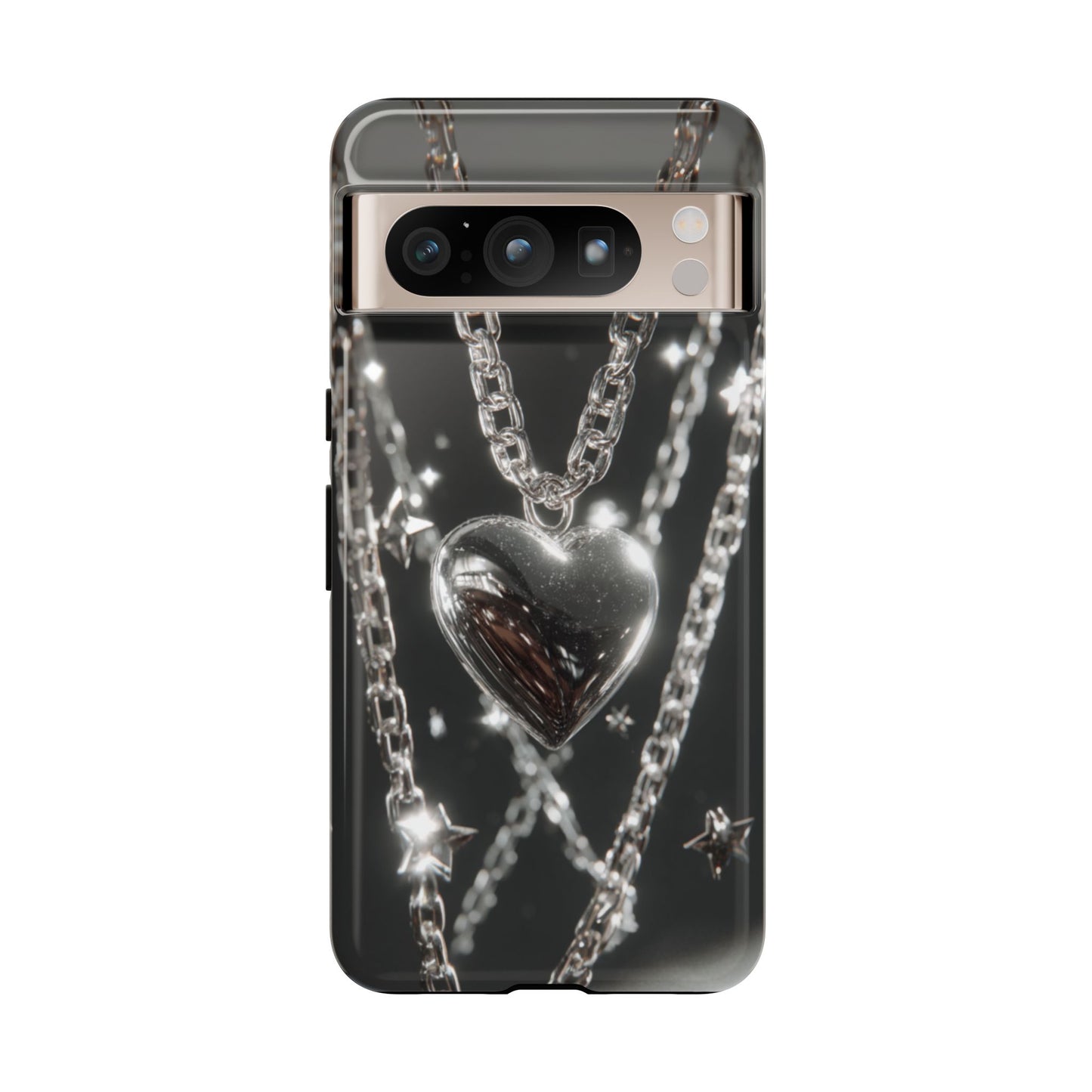 Silver Heart Chains - Tough Google Pixel Case
