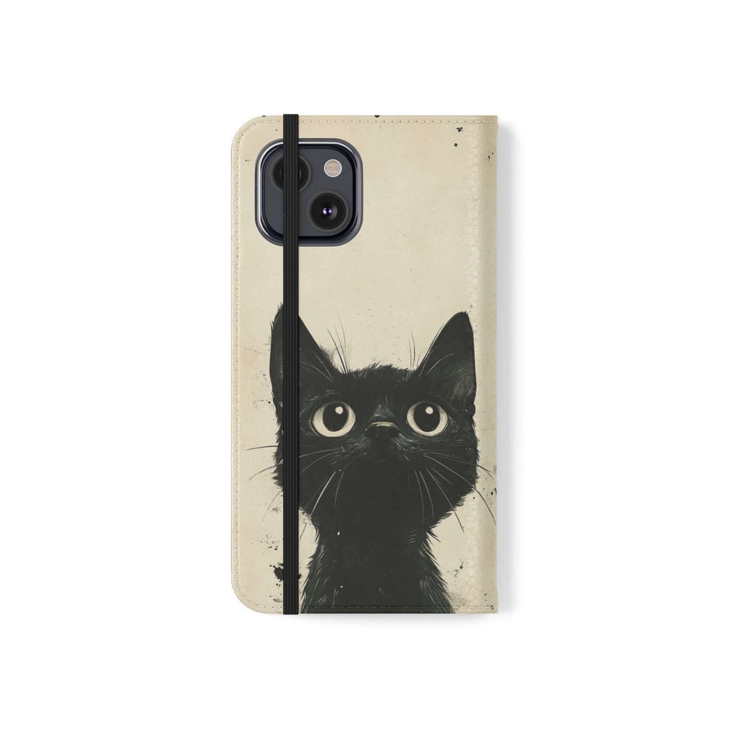 Black Cat Ink Sketch - Wallet Flip Case