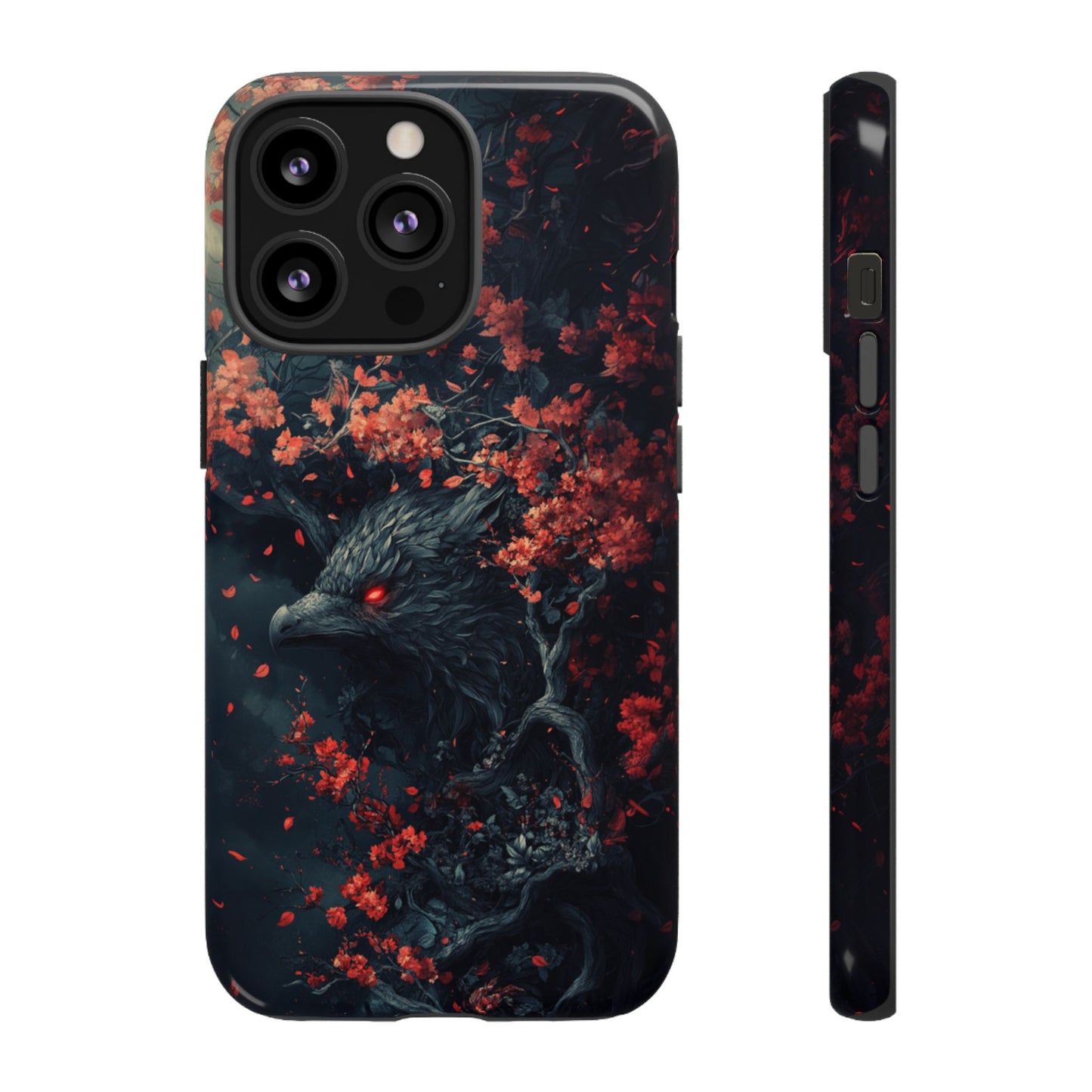 Crimson Raven Bloom – Tough iPhone Case