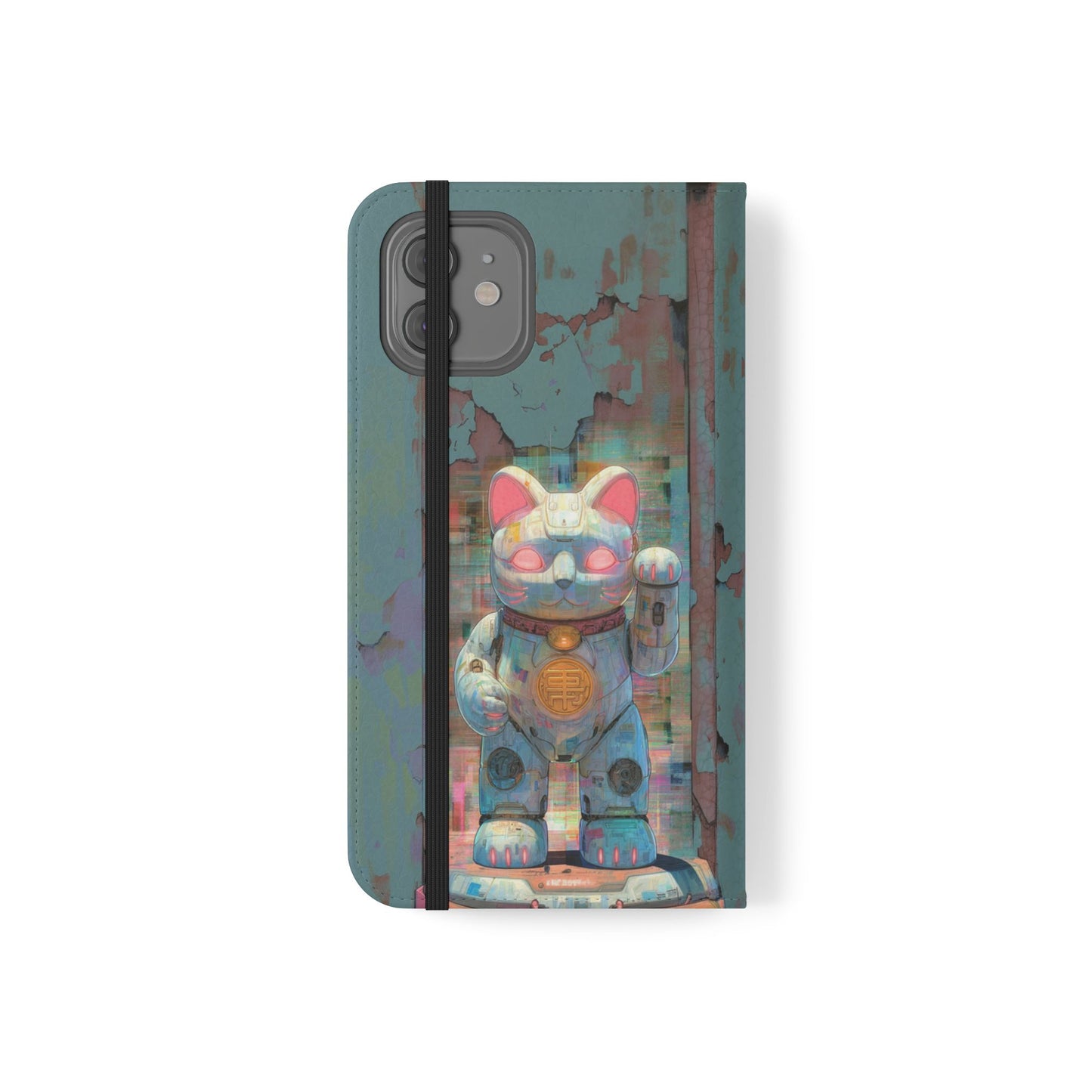Cyber Lucky Cat - Wallet Flip Case
