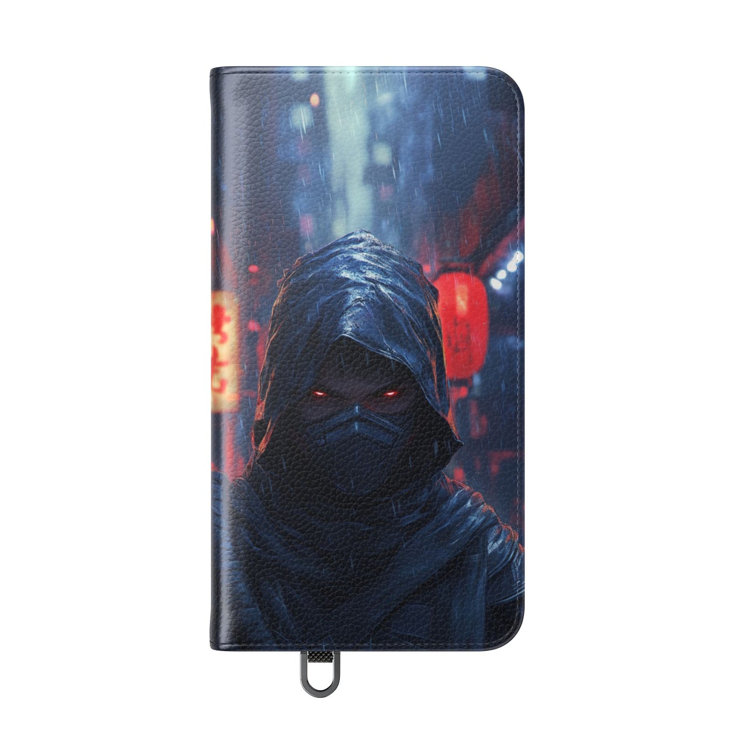 Cyberpunk Ninja Red Eyes Rain - Wallet Flip Case