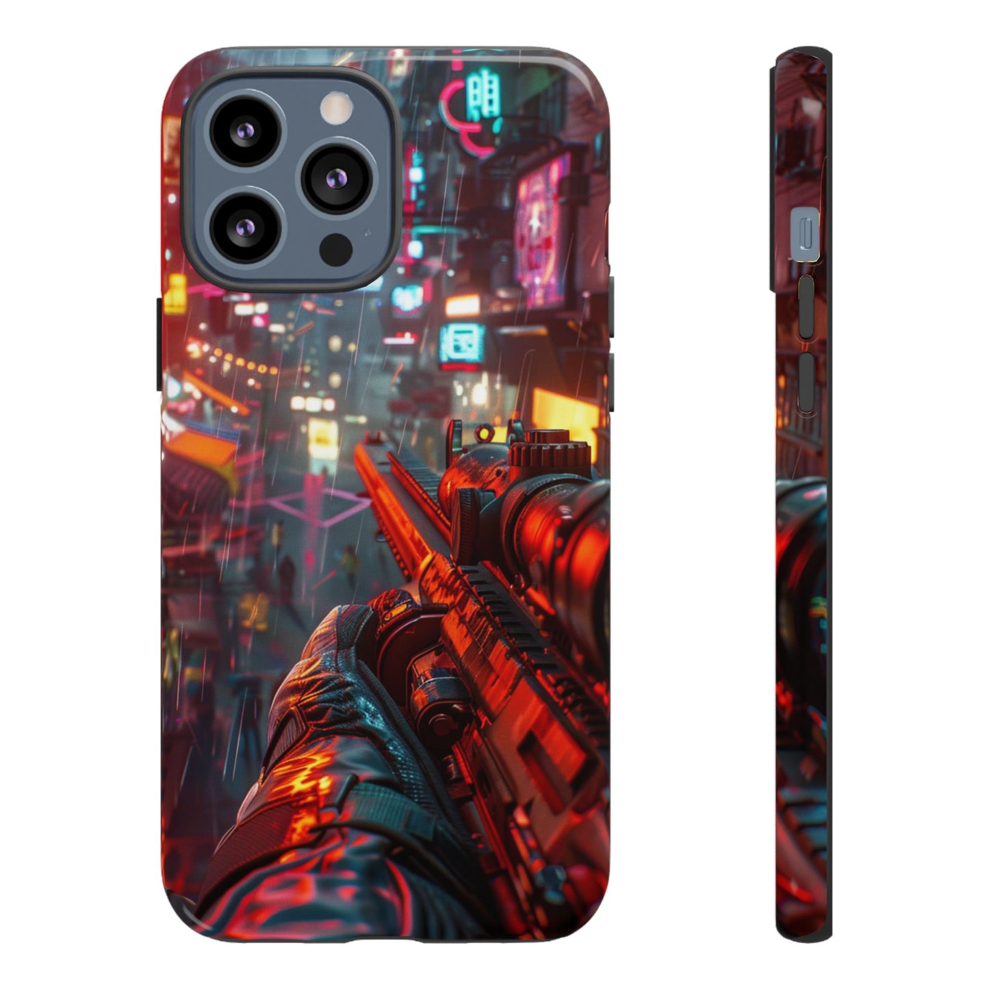 Neon Rain Sniper – Tough iPhone Case