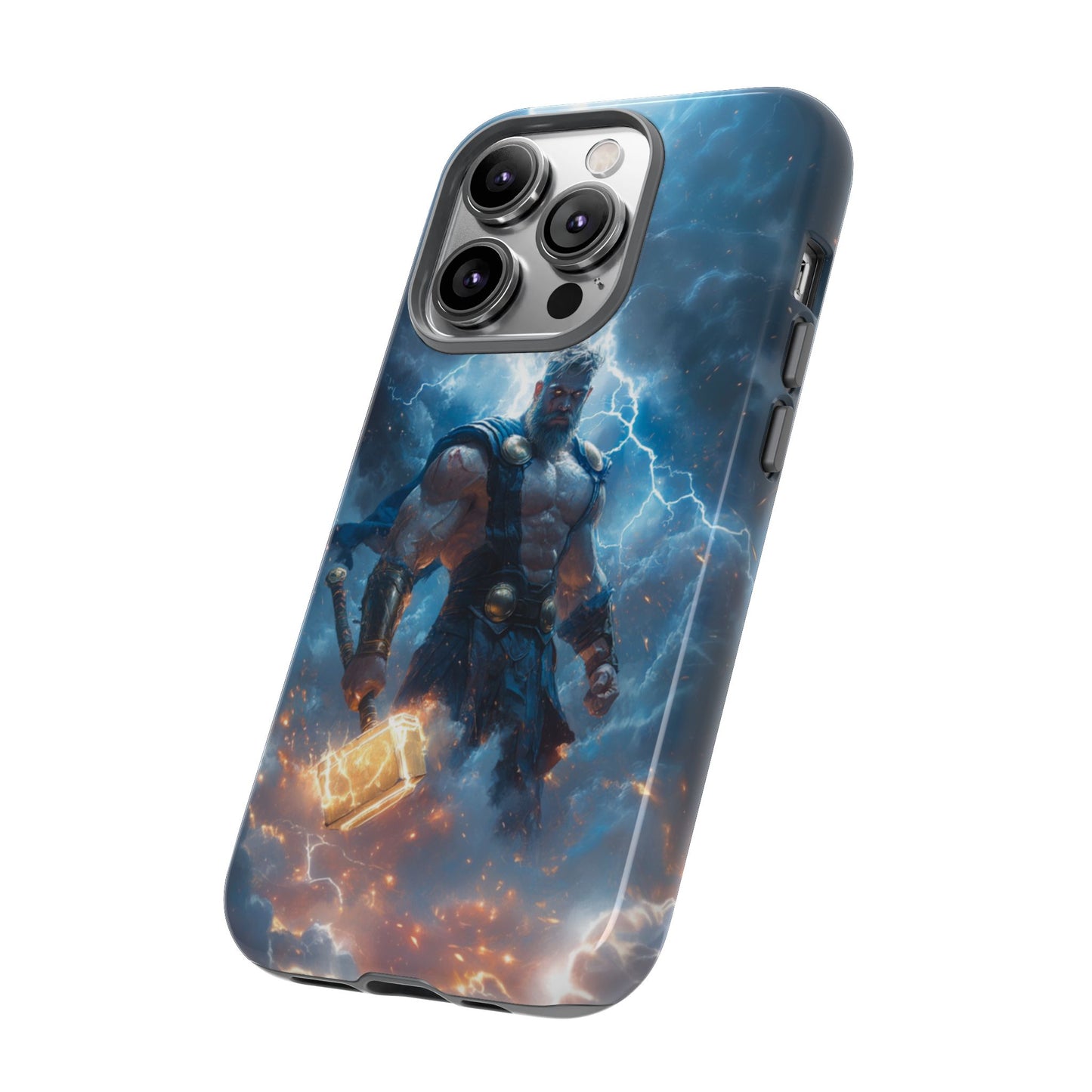 Thunderous Might: Thor Wielding Mjölnir Phone Case - iPhone, Google Pixel, Samsung