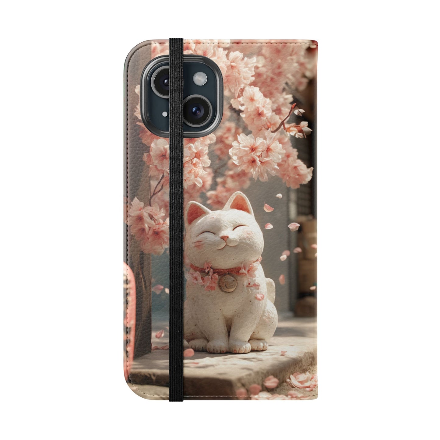 Sakura Lucky Cat - Wallet Flip Case