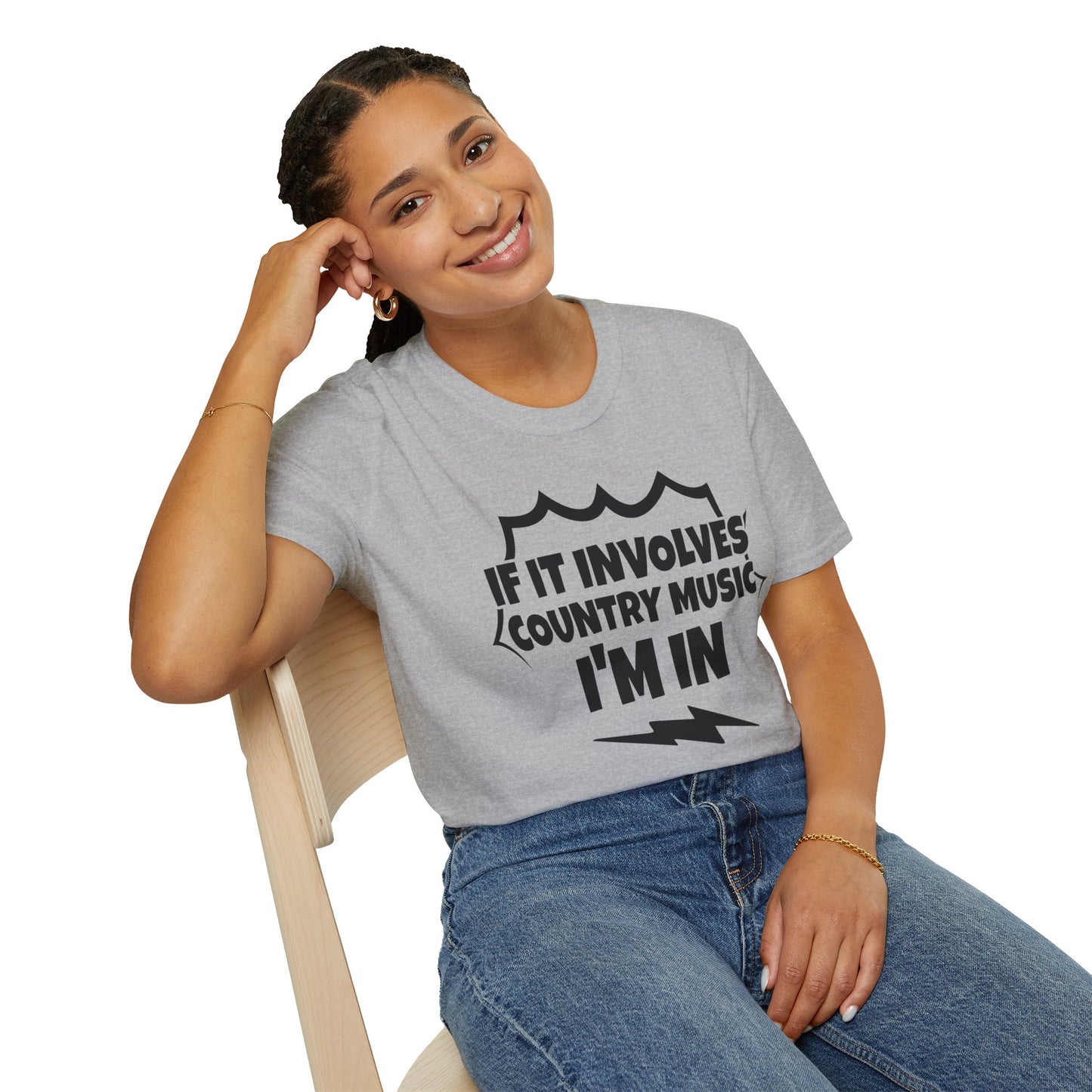 "If It Involves Country Music I'm In" Unisex Soft-Style T-Shirt