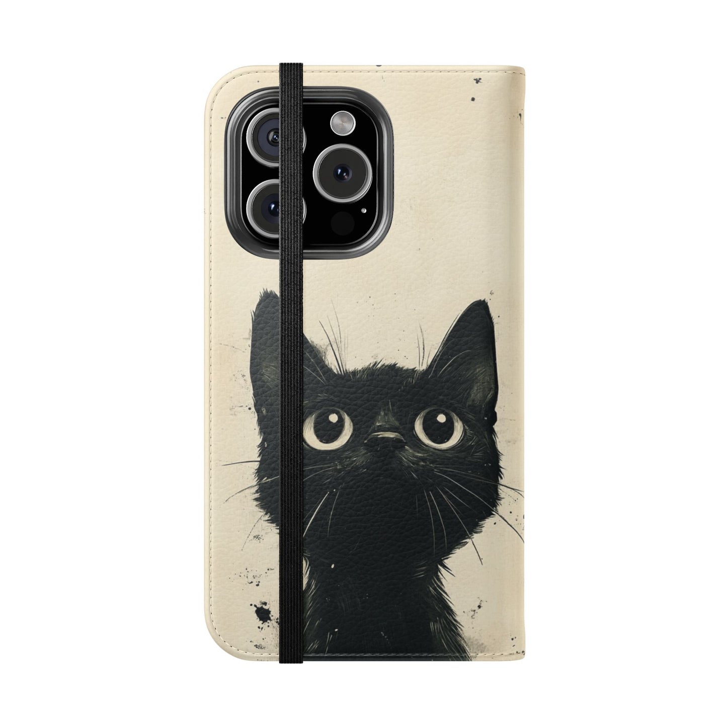Black Cat Ink Sketch - Wallet Flip Case
