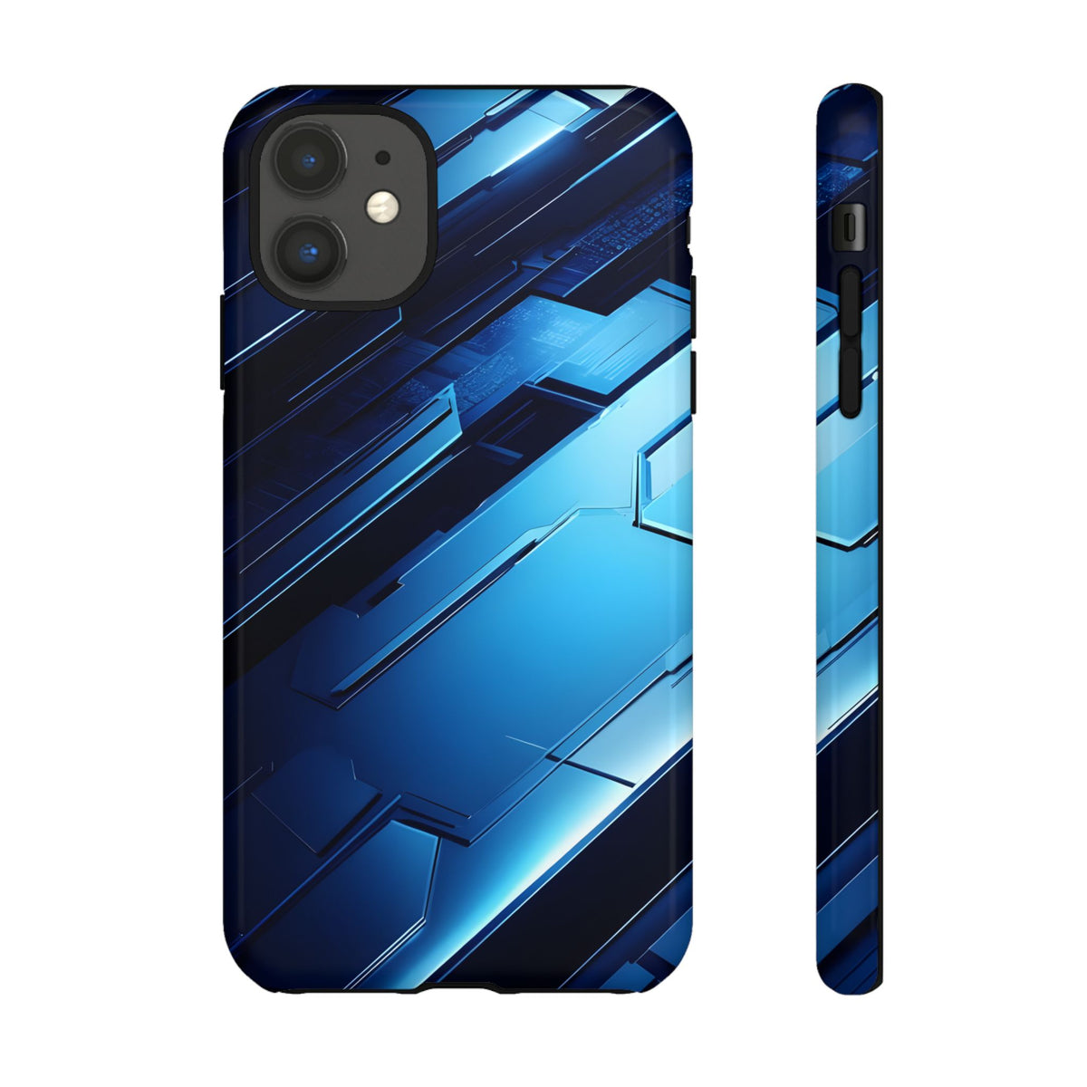 Blue Tech Matrix - Tough iPhone Case