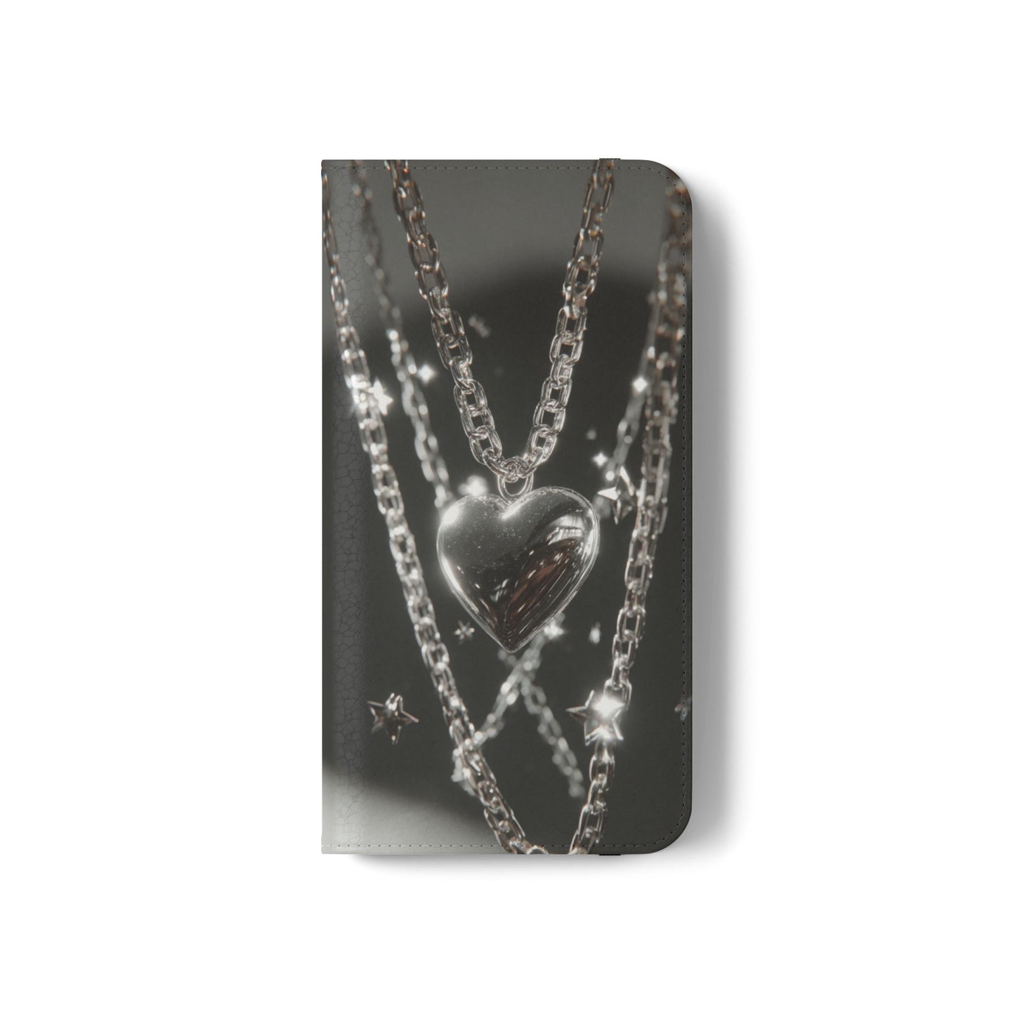 Silver Heart Chains - Wallet Flip Case
