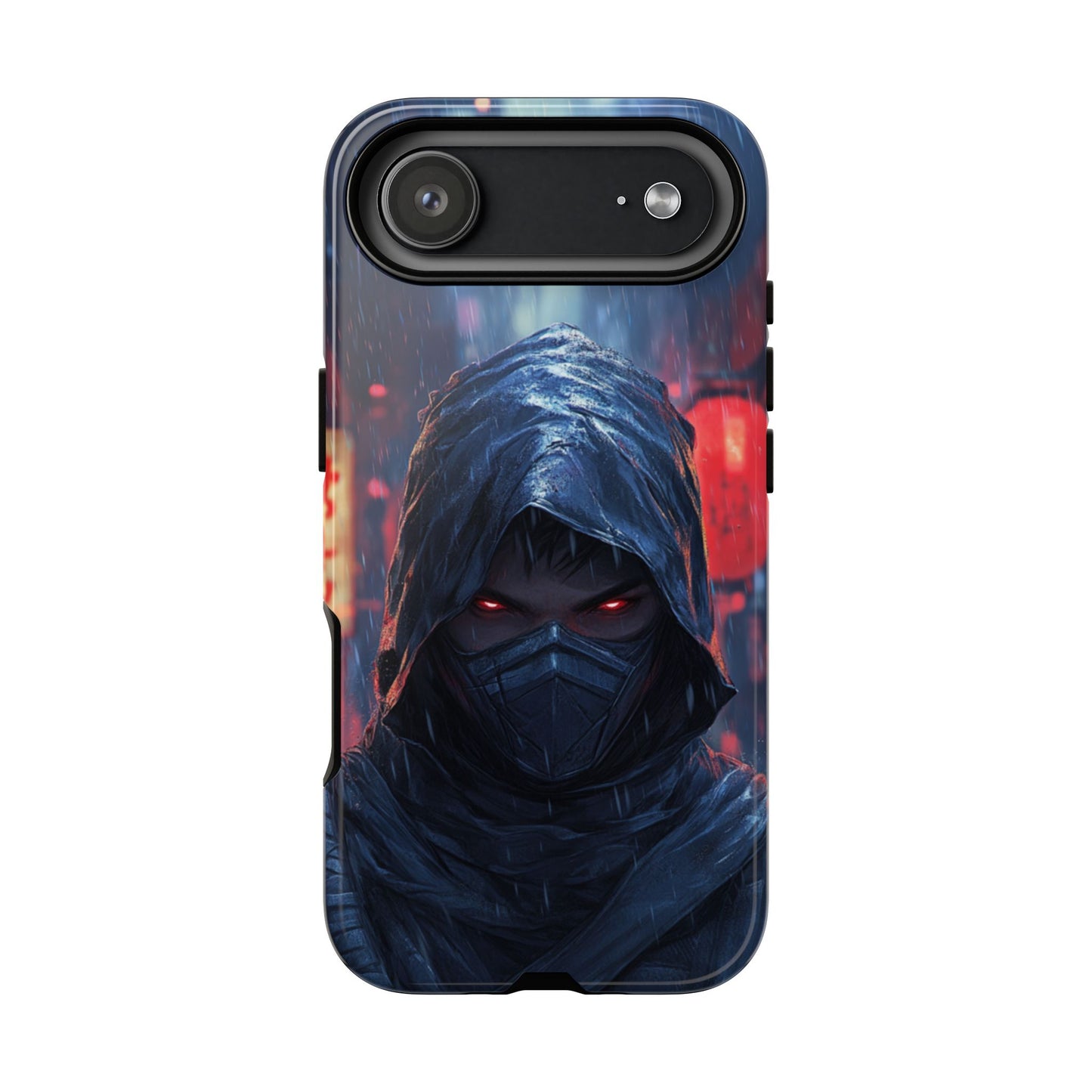 Cyberpunk Ninja Red Eyes Rain - Tough iPhone Case
