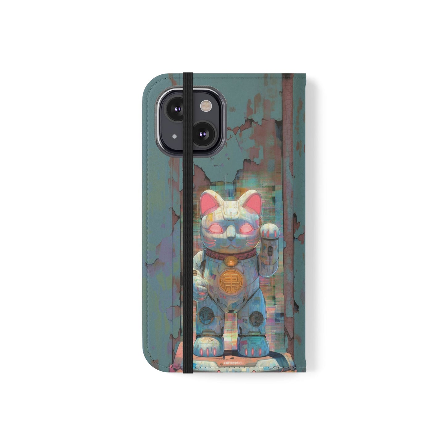Cyber Lucky Cat - Wallet Flip Case
