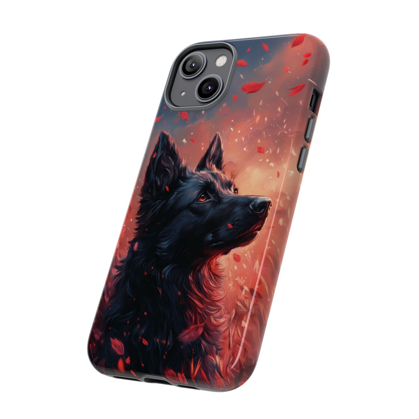 Graceful Canine in Falling Petals Phone Case – iPhone, Google Pixel, Samsung Galaxy