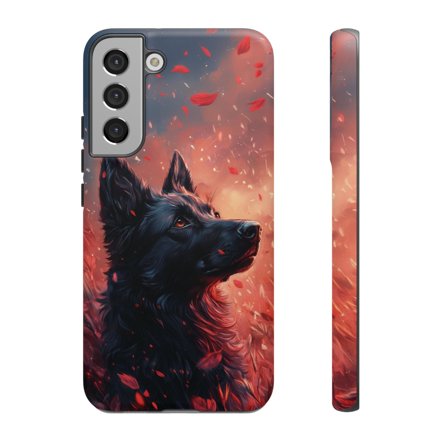 Graceful Canine in Falling Petals Phone Case – iPhone, Google Pixel, Samsung Galaxy