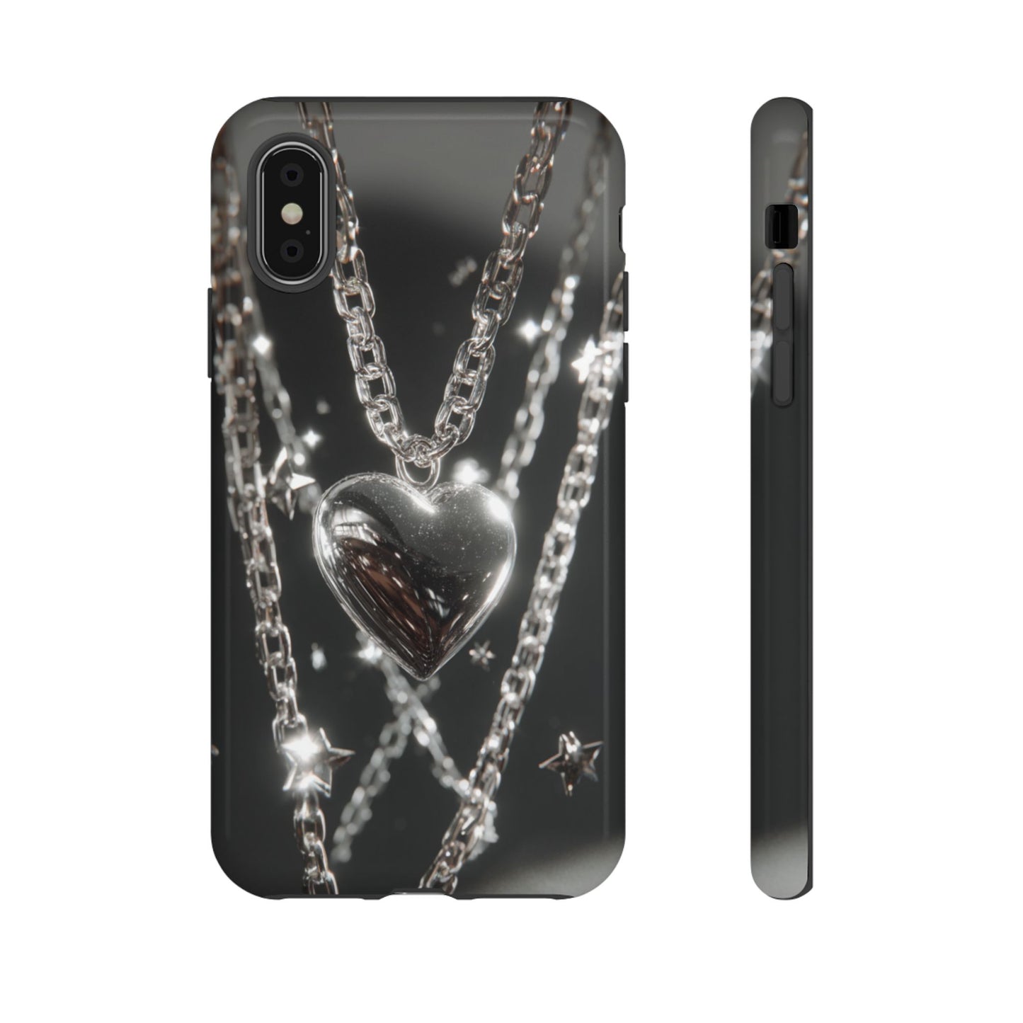 Silver Heart Chains - Tough iPhone Case