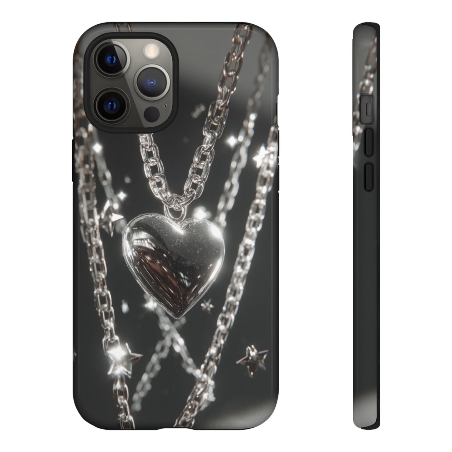 Silver Heart Chains - Tough iPhone Case