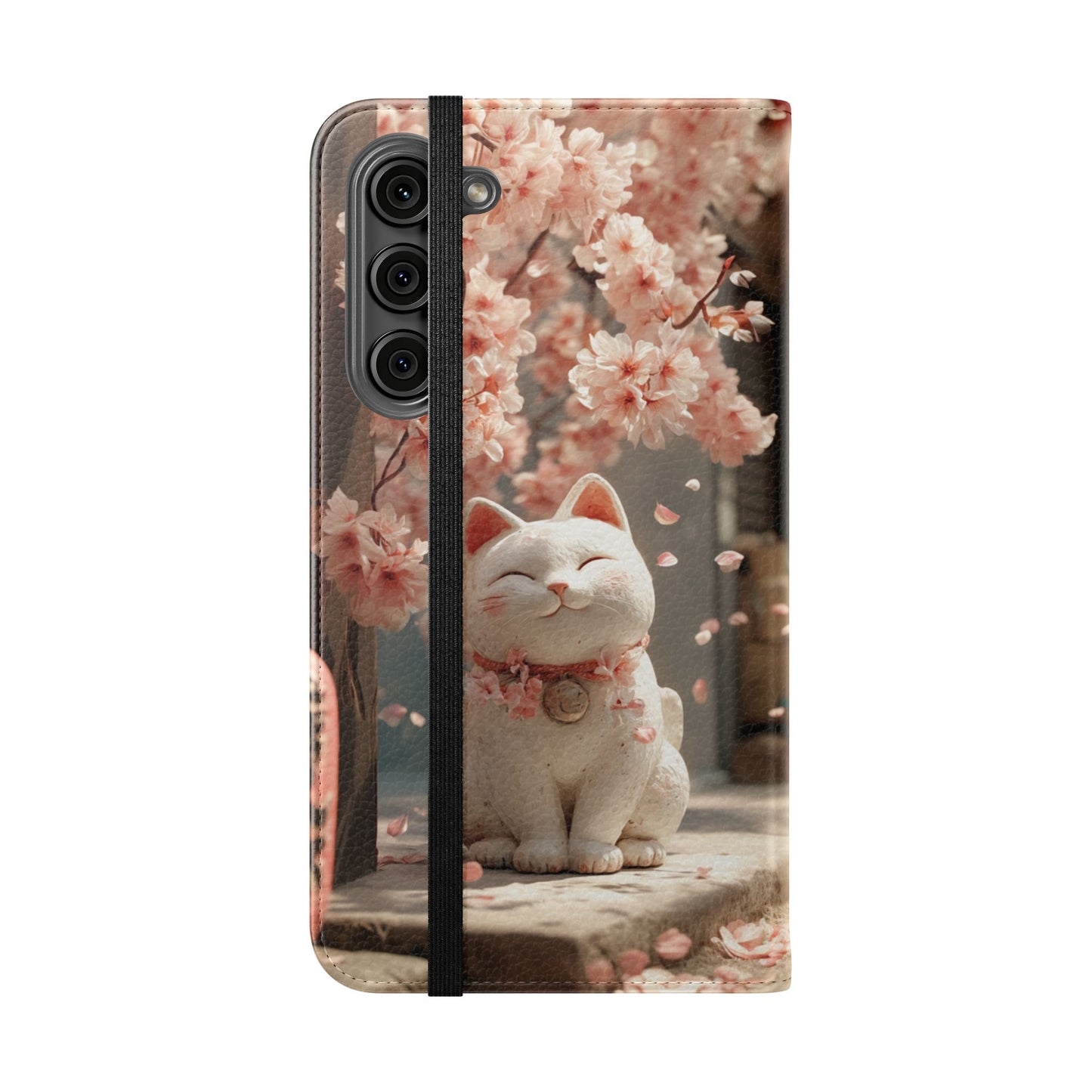 Sakura Lucky Cat - Wallet Flip Case