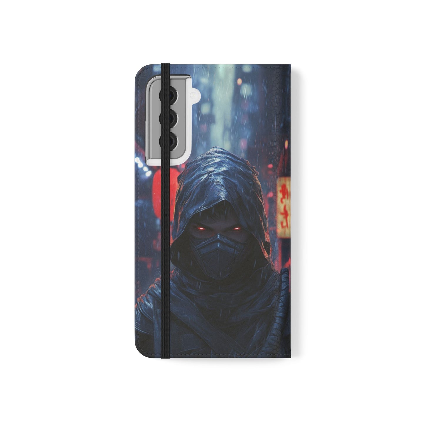 Cyberpunk Ninja Red Eyes Rain - Wallet Flip Case