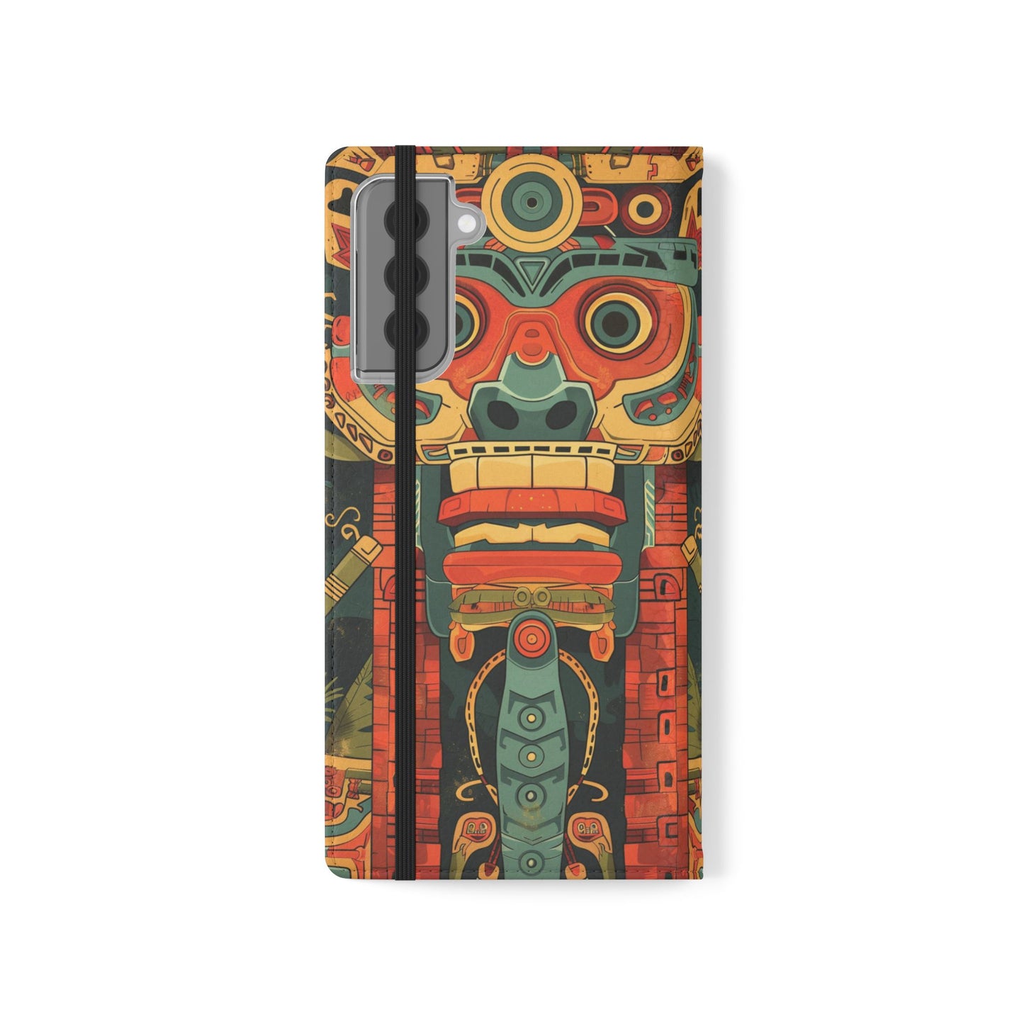 Aztec Totem Mask - Wallet Flip Case