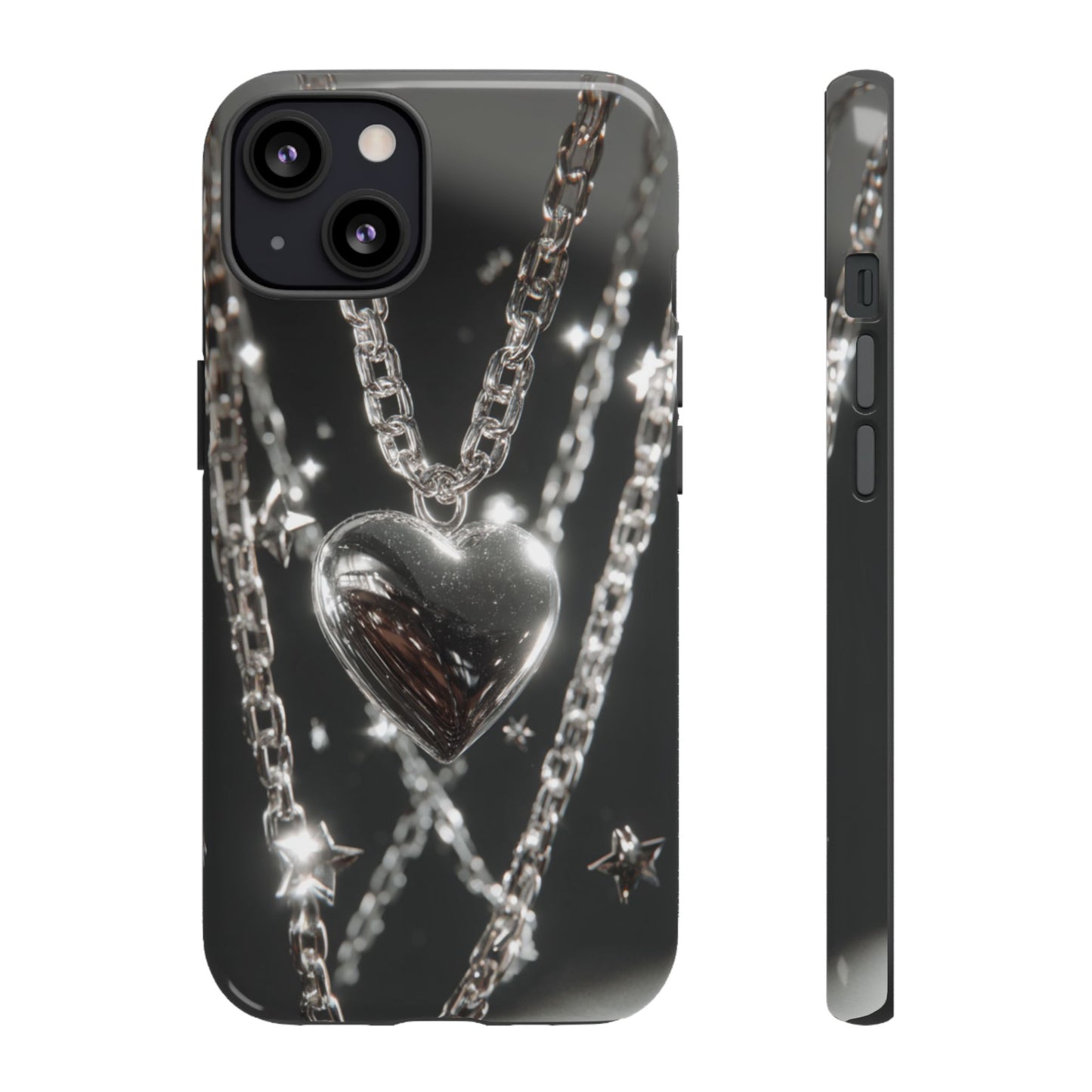 Silver Heart Chains - Tough iPhone Case