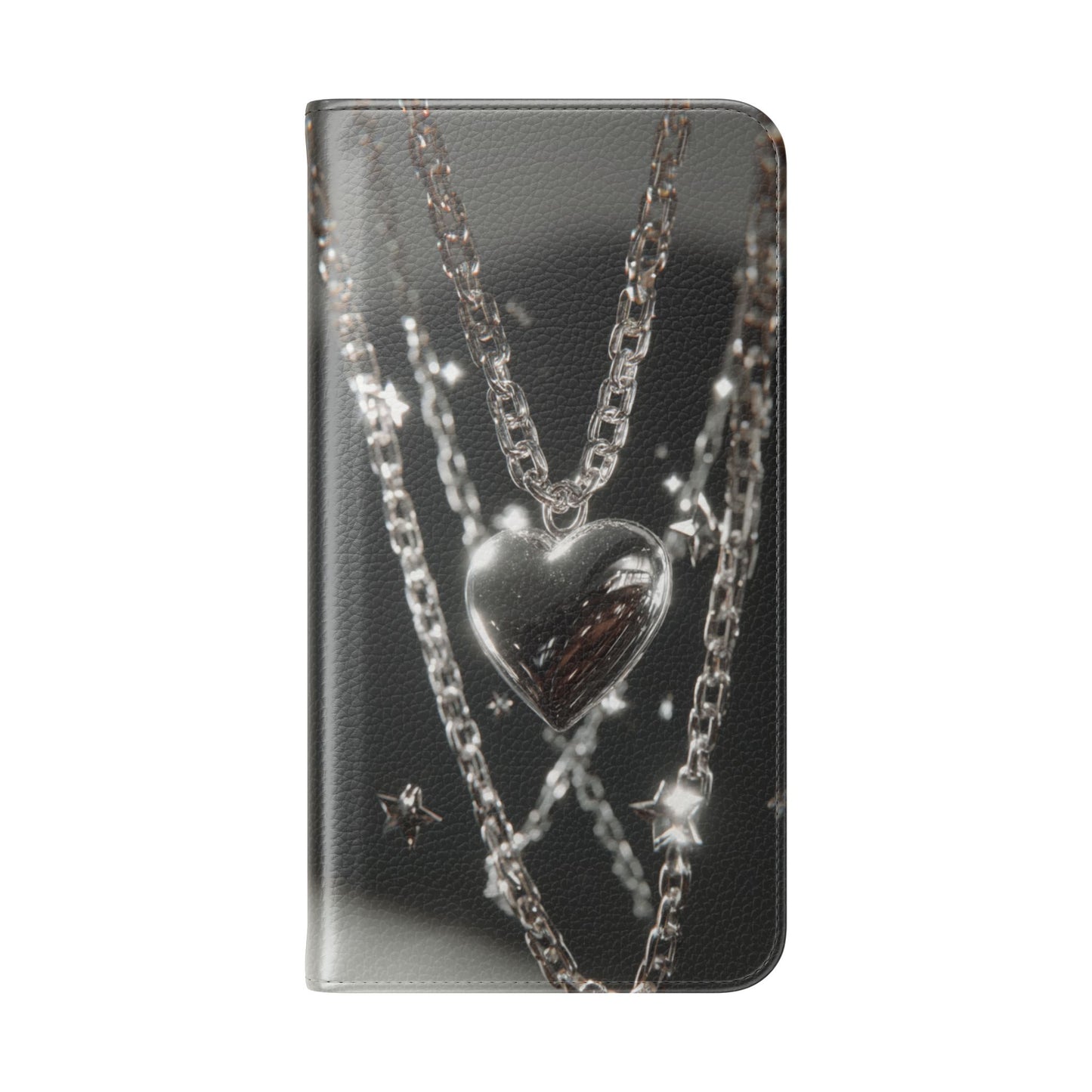 Silver Heart Chains - Wallet Flip Case