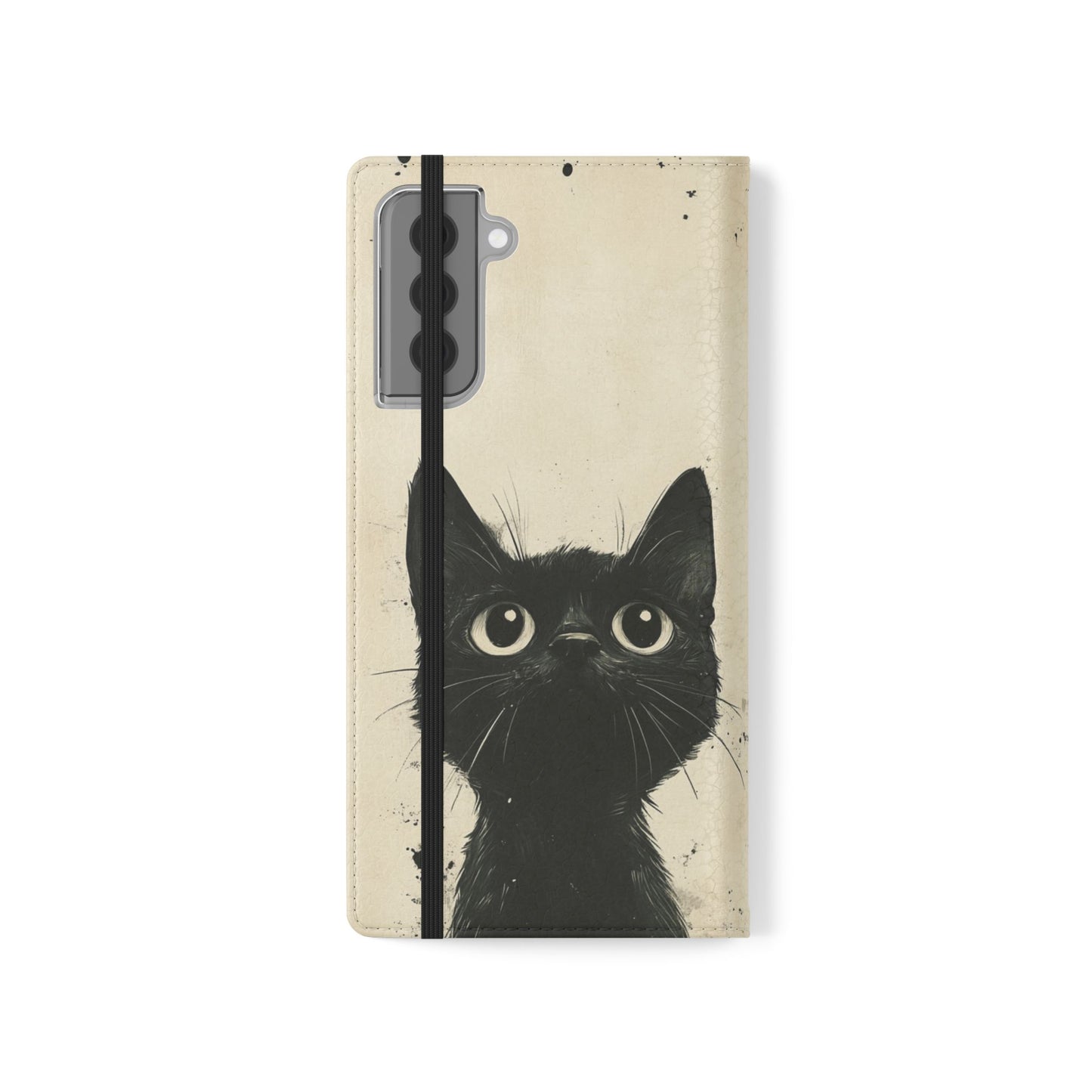 Black Cat Ink Sketch - Wallet Flip Case