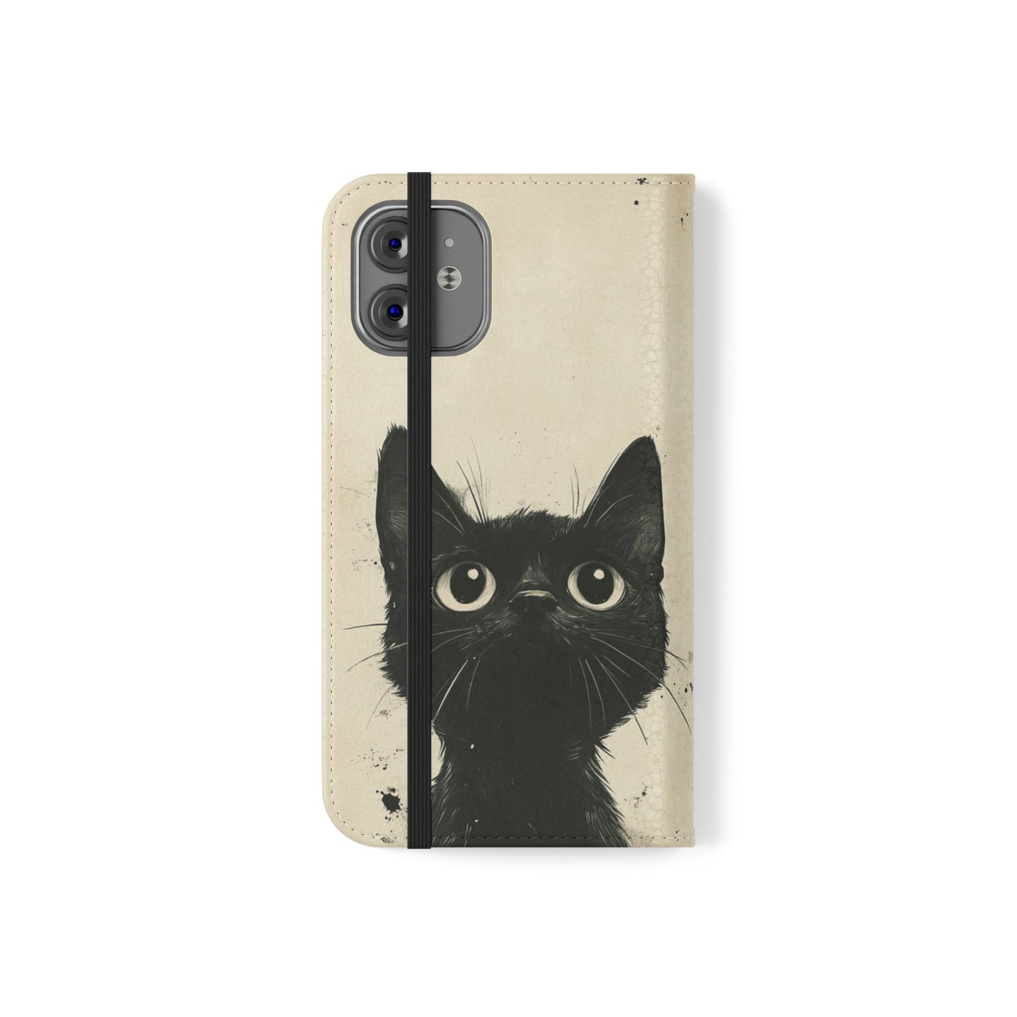 Black Cat Ink Sketch - Wallet Flip Case
