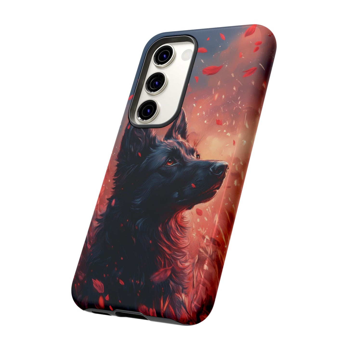 Graceful Canine in Falling Petals Phone Case – iPhone, Google Pixel, Samsung Galaxy