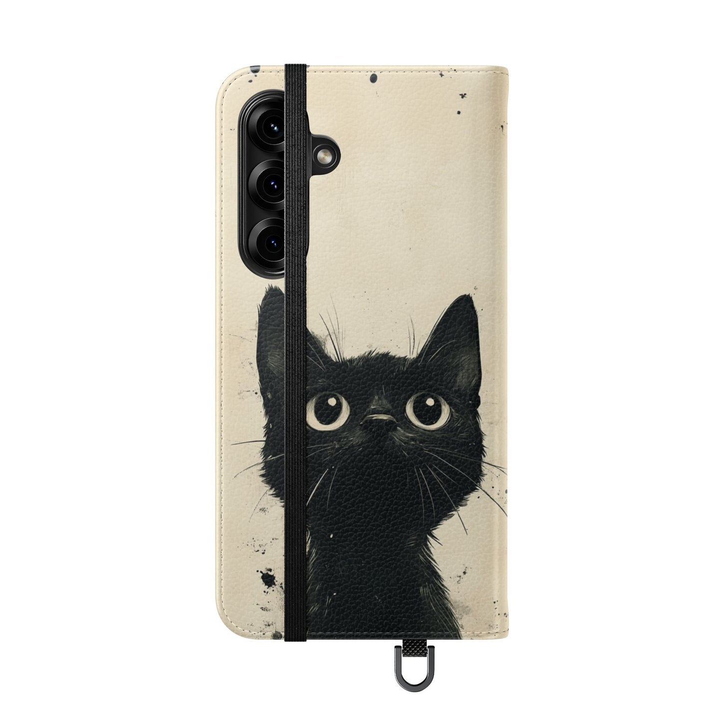 Black Cat Ink Sketch - Wallet Flip Case