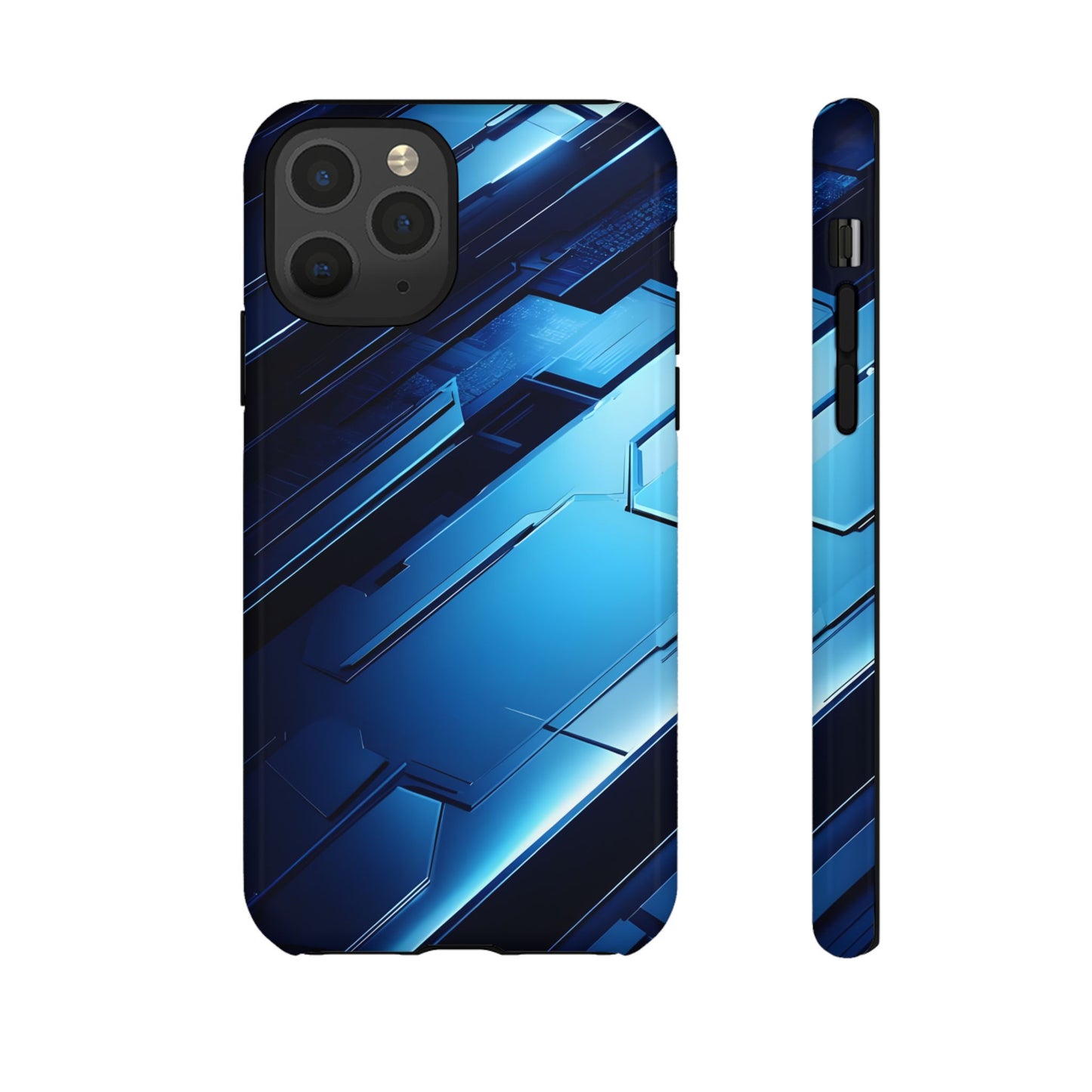 Blue Tech Matrix - Tough iPhone Case