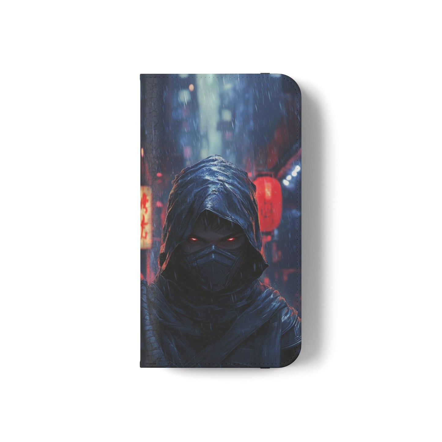 Cyberpunk Ninja Red Eyes Rain - Wallet Flip Case