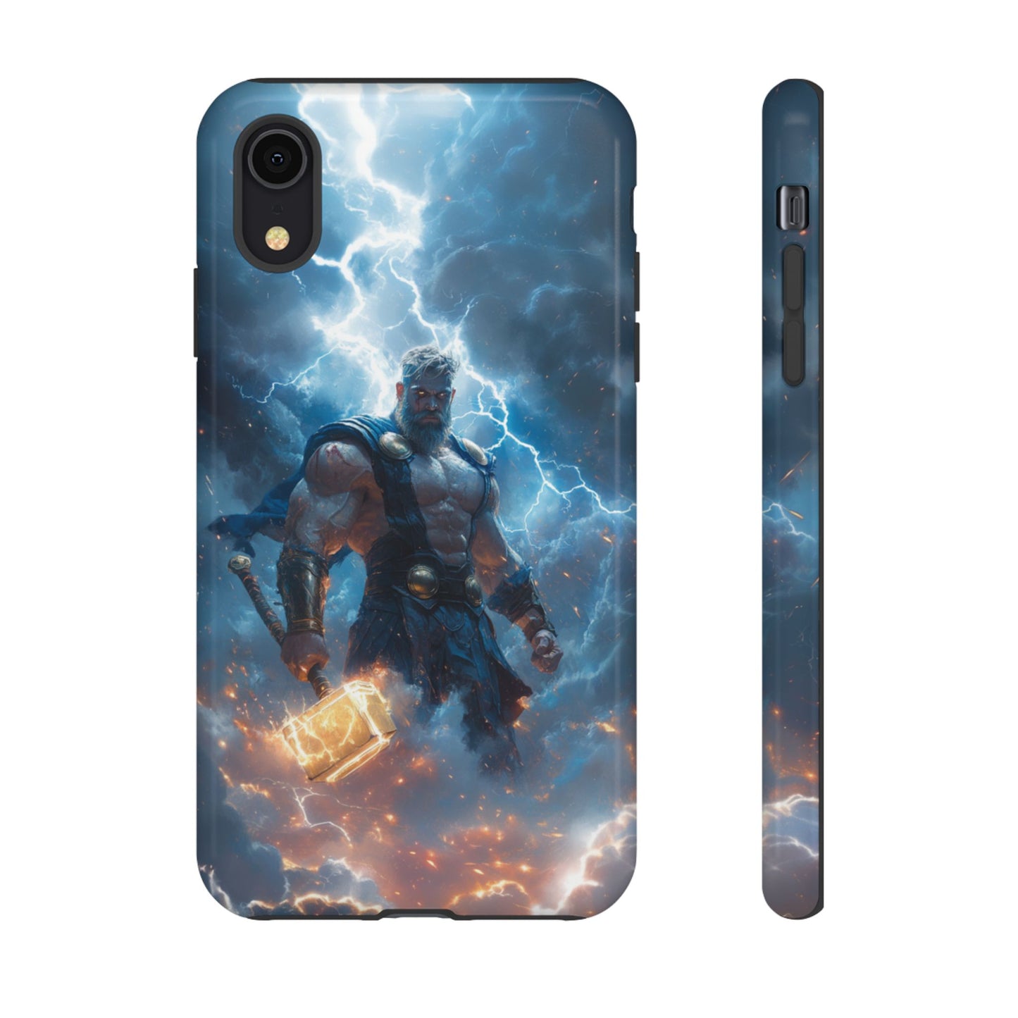 Thunderous Might: Thor Wielding Mjölnir Phone Case - iPhone, Google Pixel, Samsung