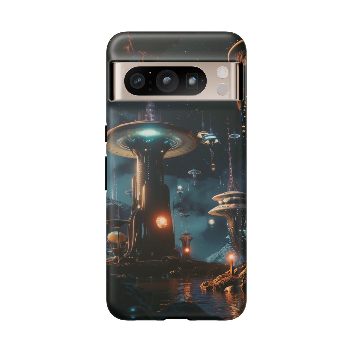 Futuristic Alien City - iPhone, Google Pixel, Samsung Galaxy