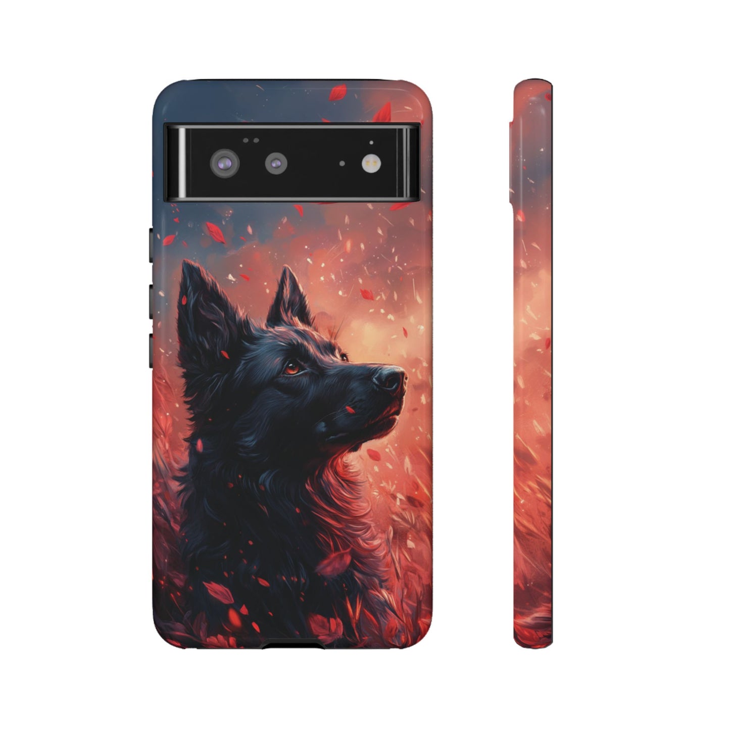 Graceful Canine in Falling Petals Phone Case – iPhone, Google Pixel, Samsung Galaxy