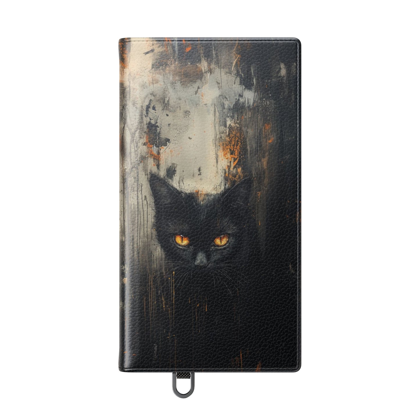 Black Cat Shadow Gaze - Wallet Flip Case