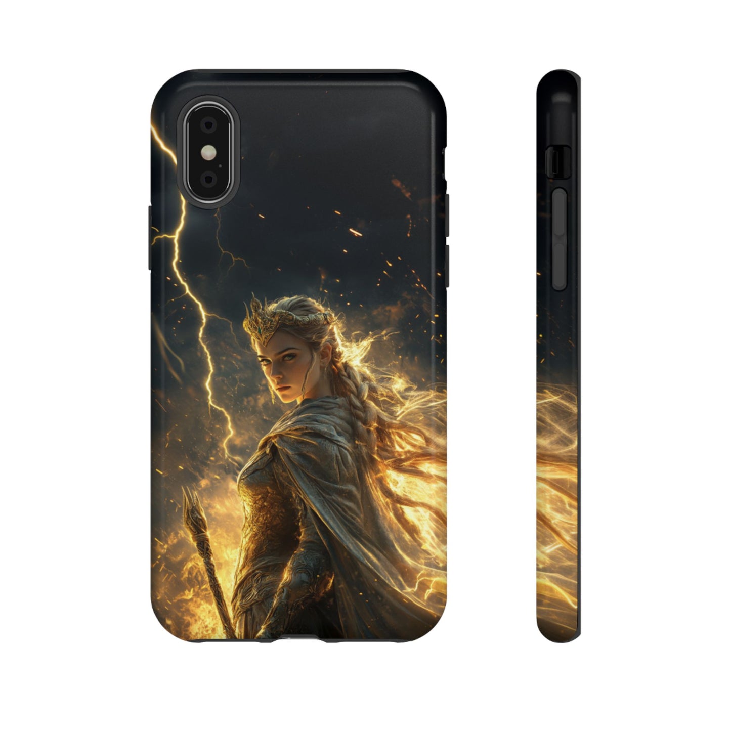Elf Queen Golden Lightning Storm Crown - Tough iPhone Case