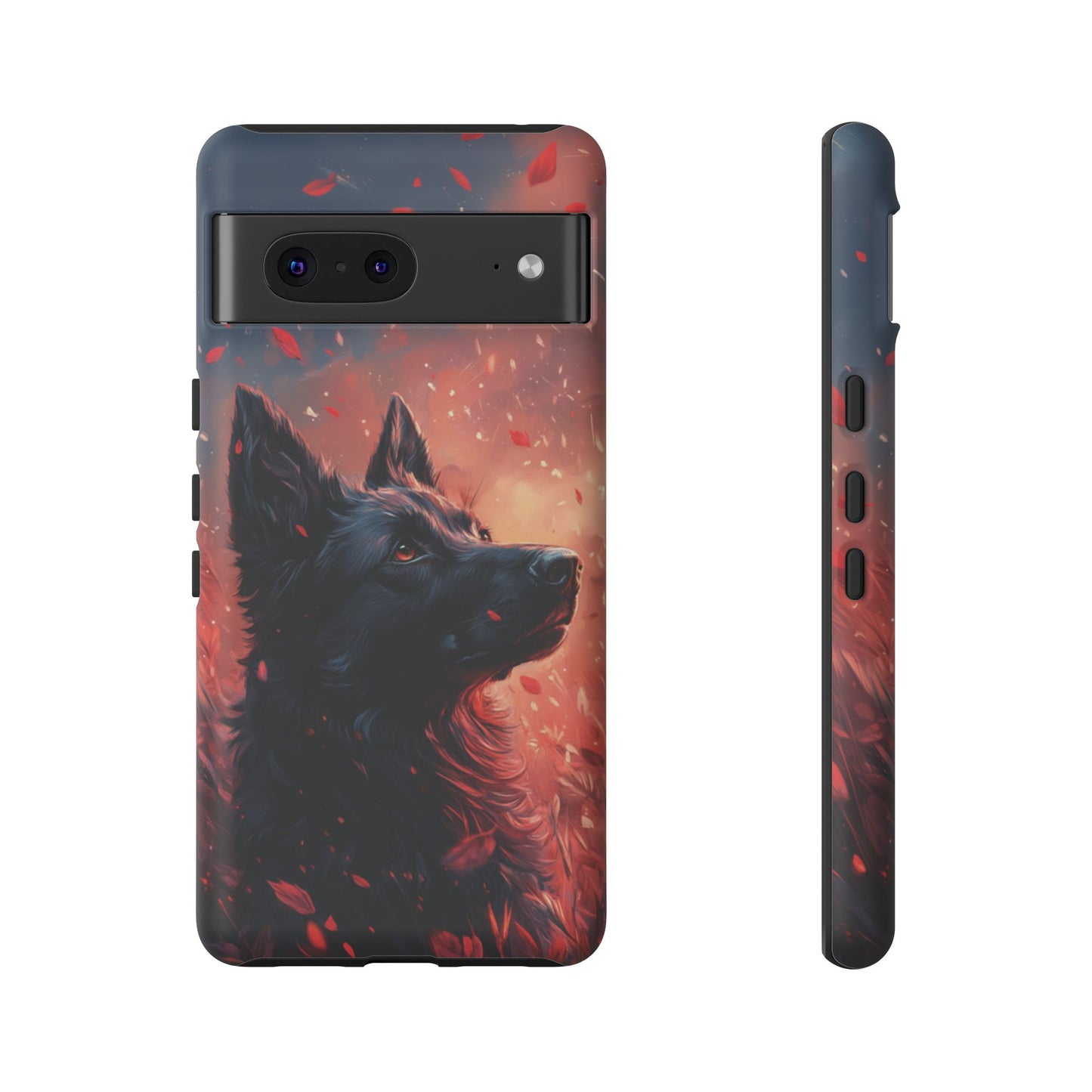 Graceful Canine in Falling Petals Phone Case – iPhone, Google Pixel, Samsung Galaxy