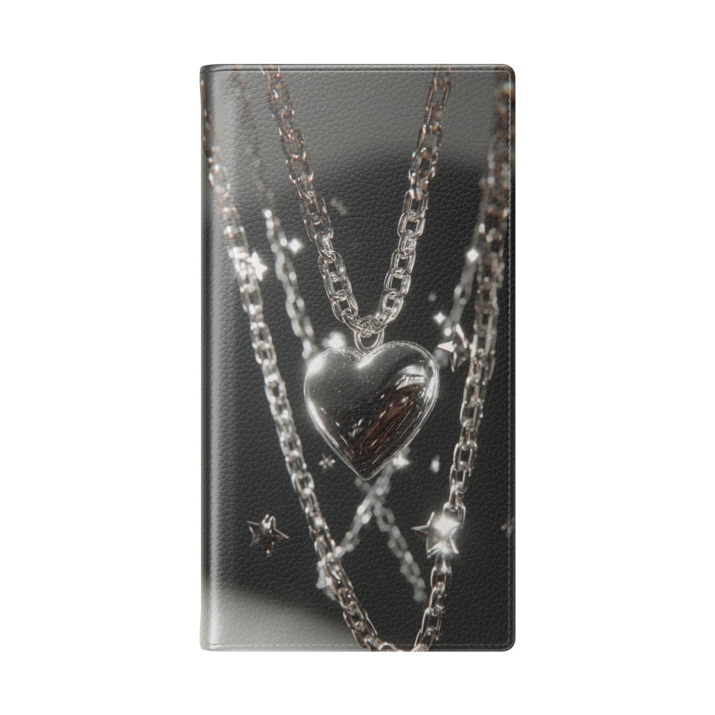 Silver Heart Chains - Wallet Flip Case