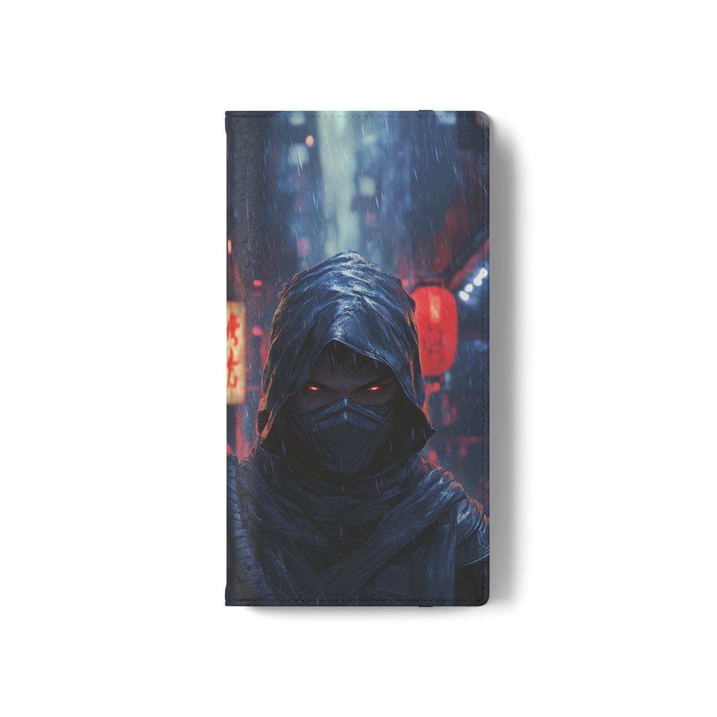 Cyberpunk Ninja Red Eyes Rain - Wallet Flip Case