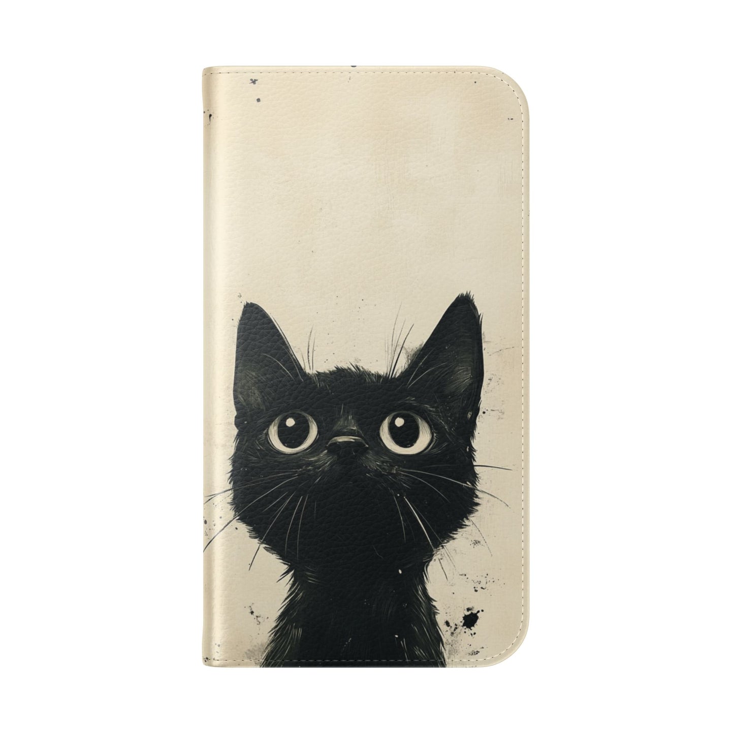Black Cat Ink Sketch - Wallet Flip Case