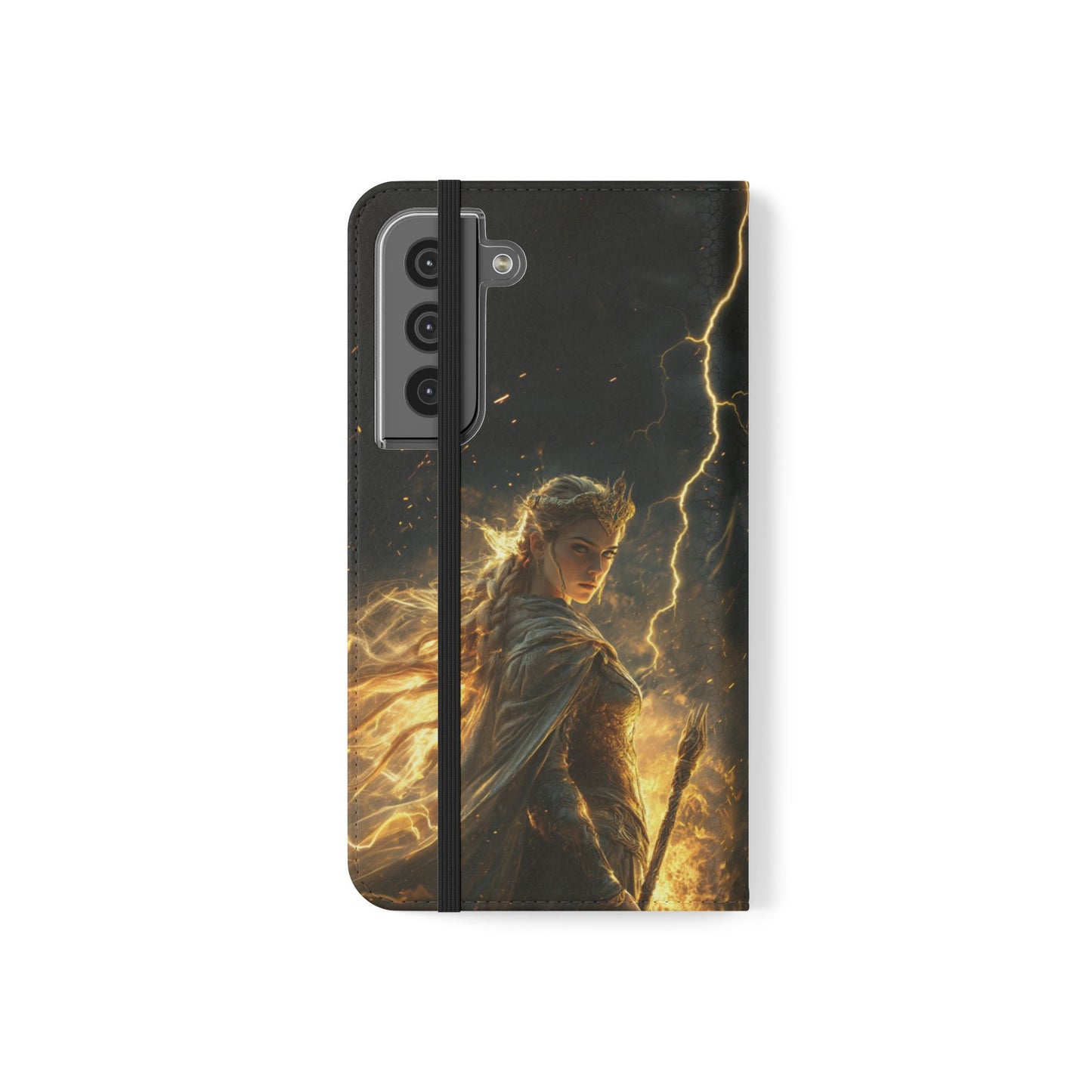 Elf Queen Golden Lightning Storm Crown - Wallet Flip Case