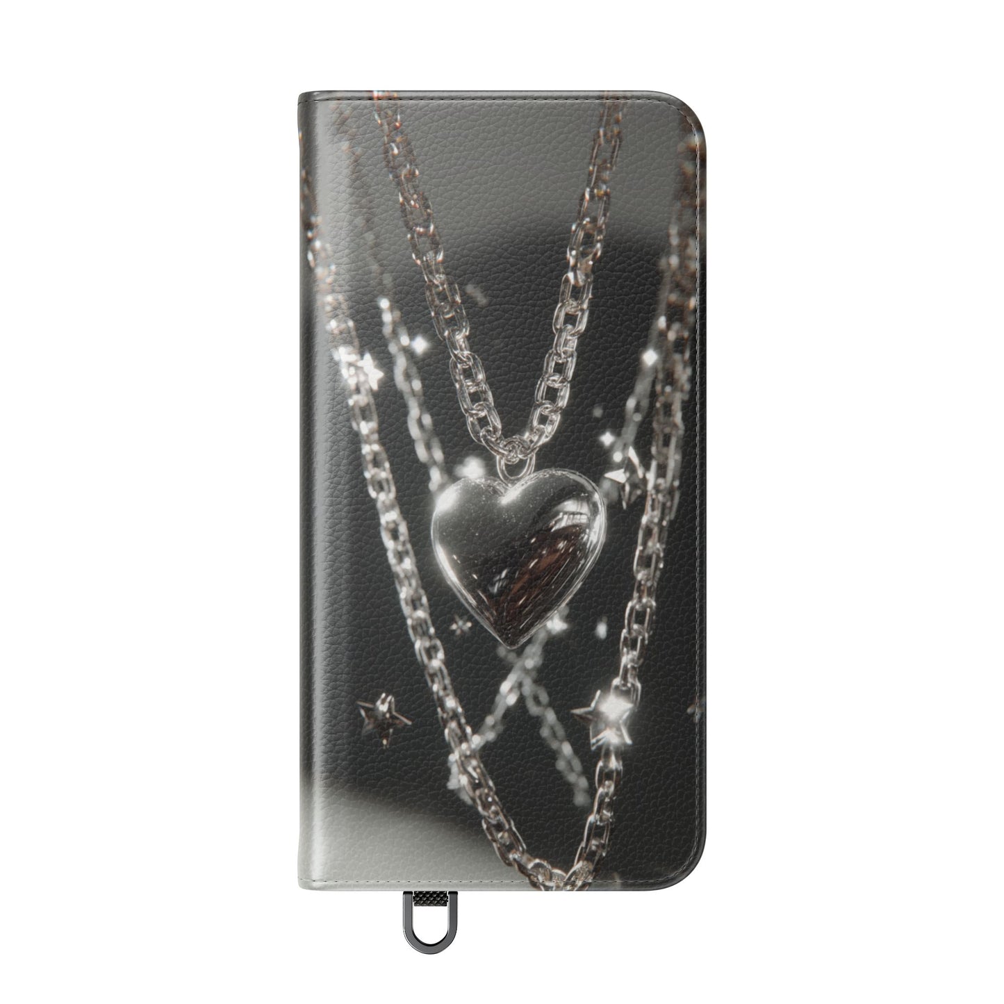 Silver Heart Chains - Wallet Flip Case